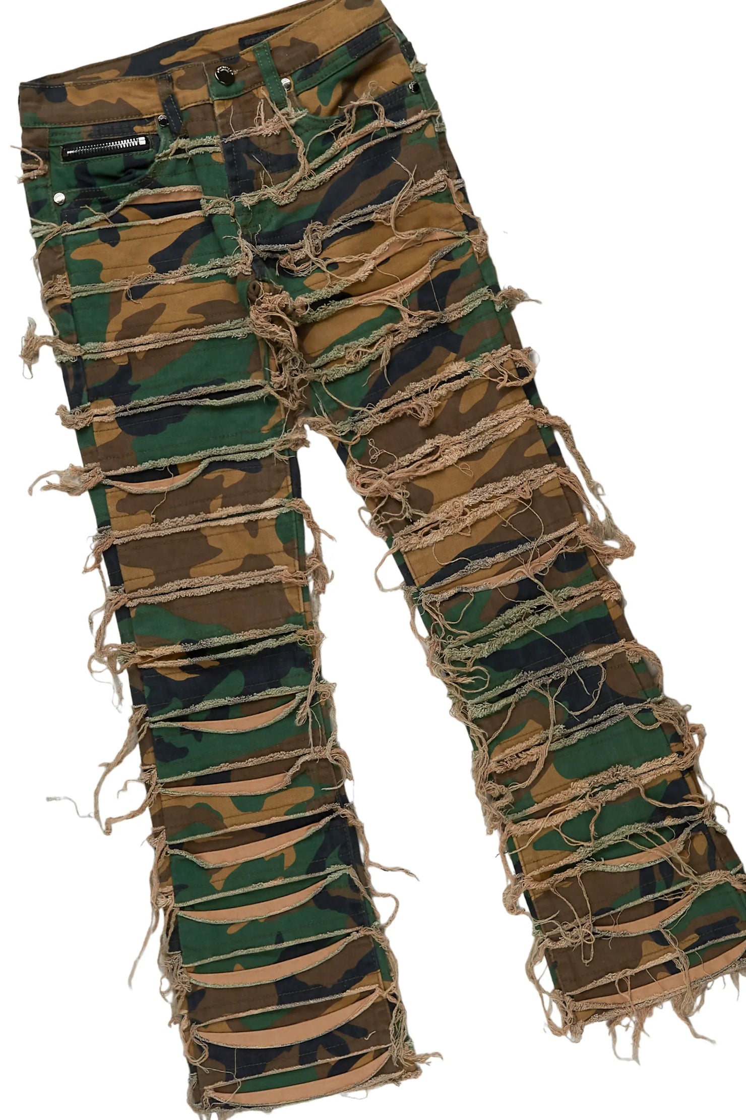 Boys Sabbath Beige/Camo T-Shirt/Stacked Flare Jean Set