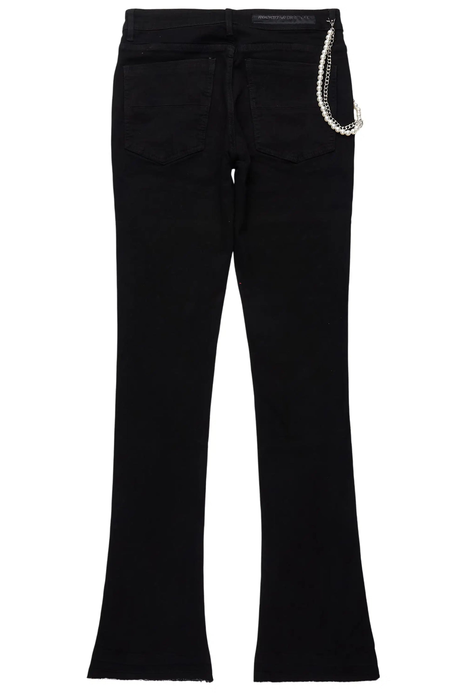Zayvon Jet Black Stacked Flare Jean