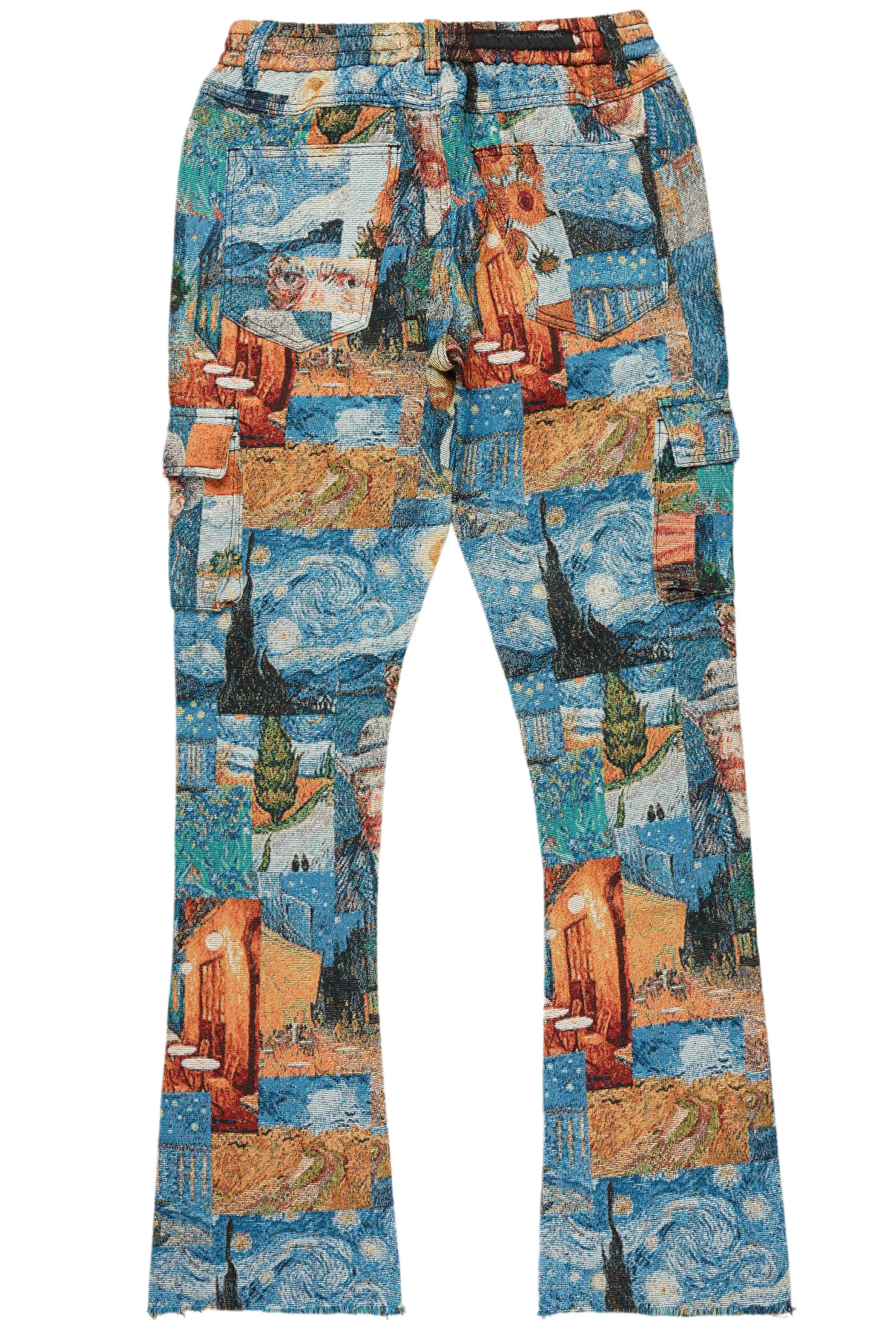 Zaire Blue Multi Tapestry Stacked Flare Jean