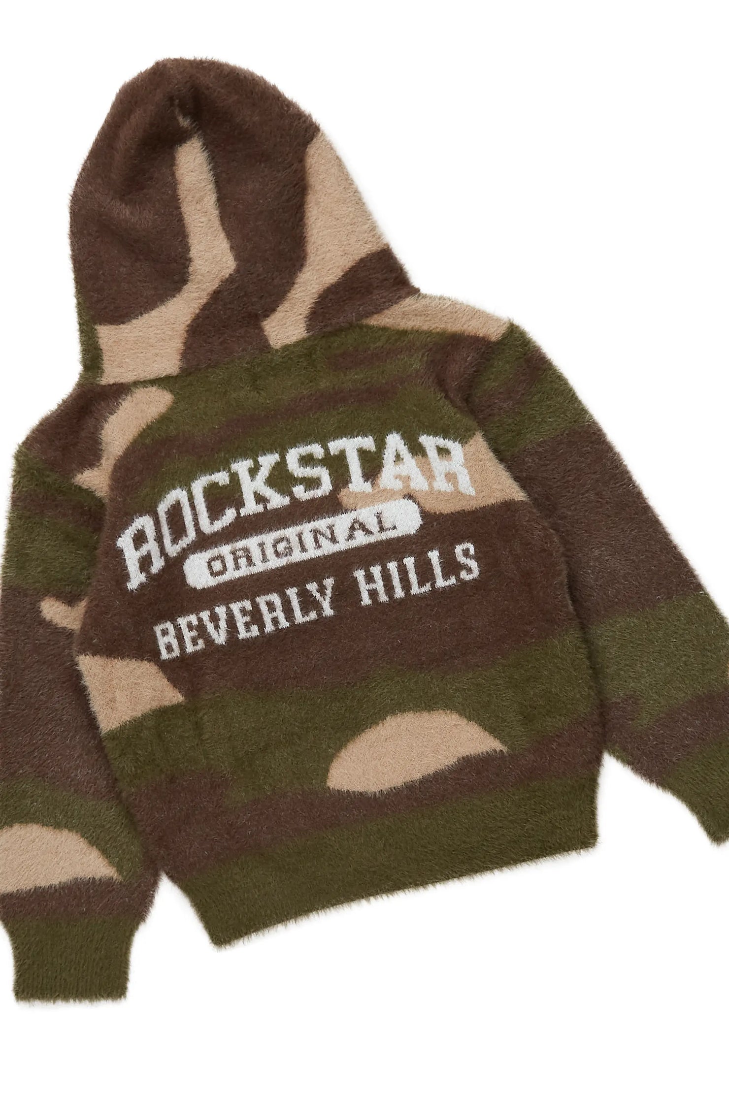 Boys Member Green Camo Stacked Flare Knitted Mohair Track Set