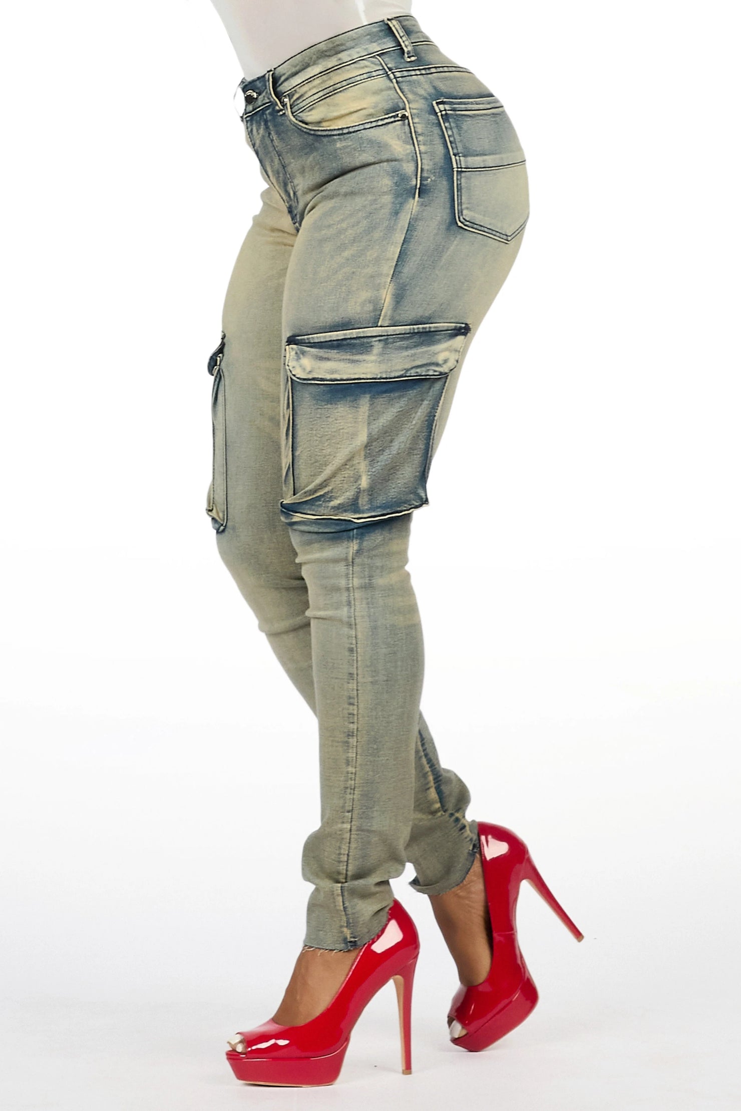 Kimwona Tinted Wash Cargo Skinny Jean