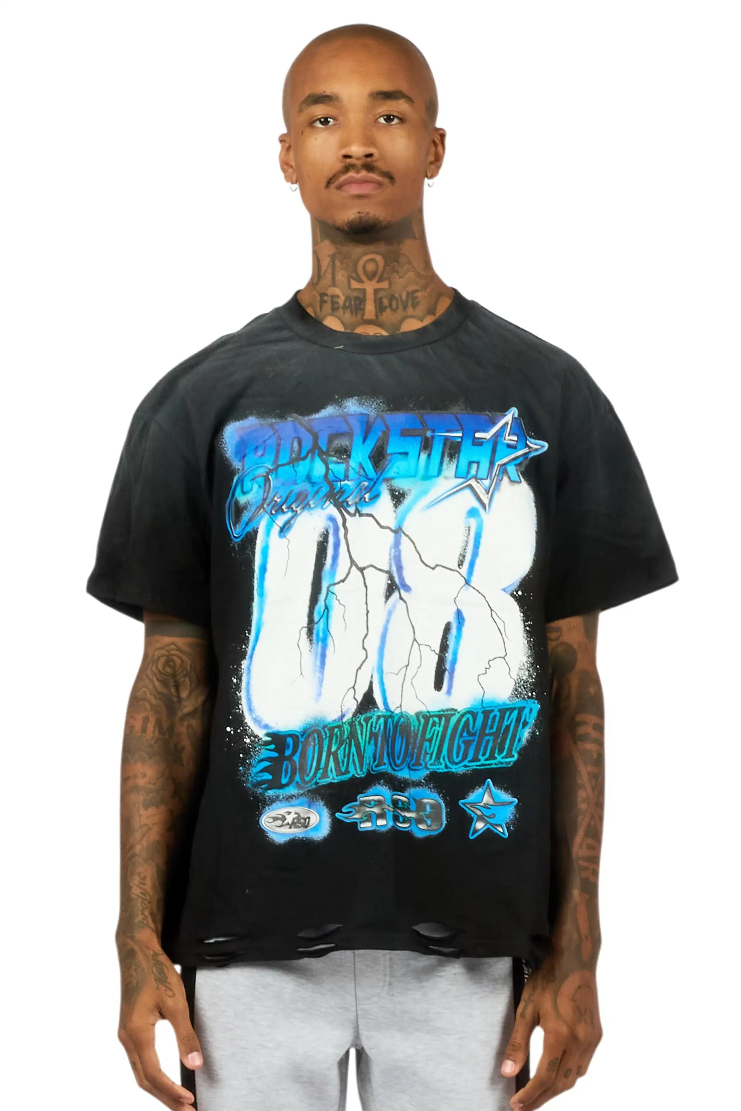 Vaelox Black Oversized Graphic T-Shirt