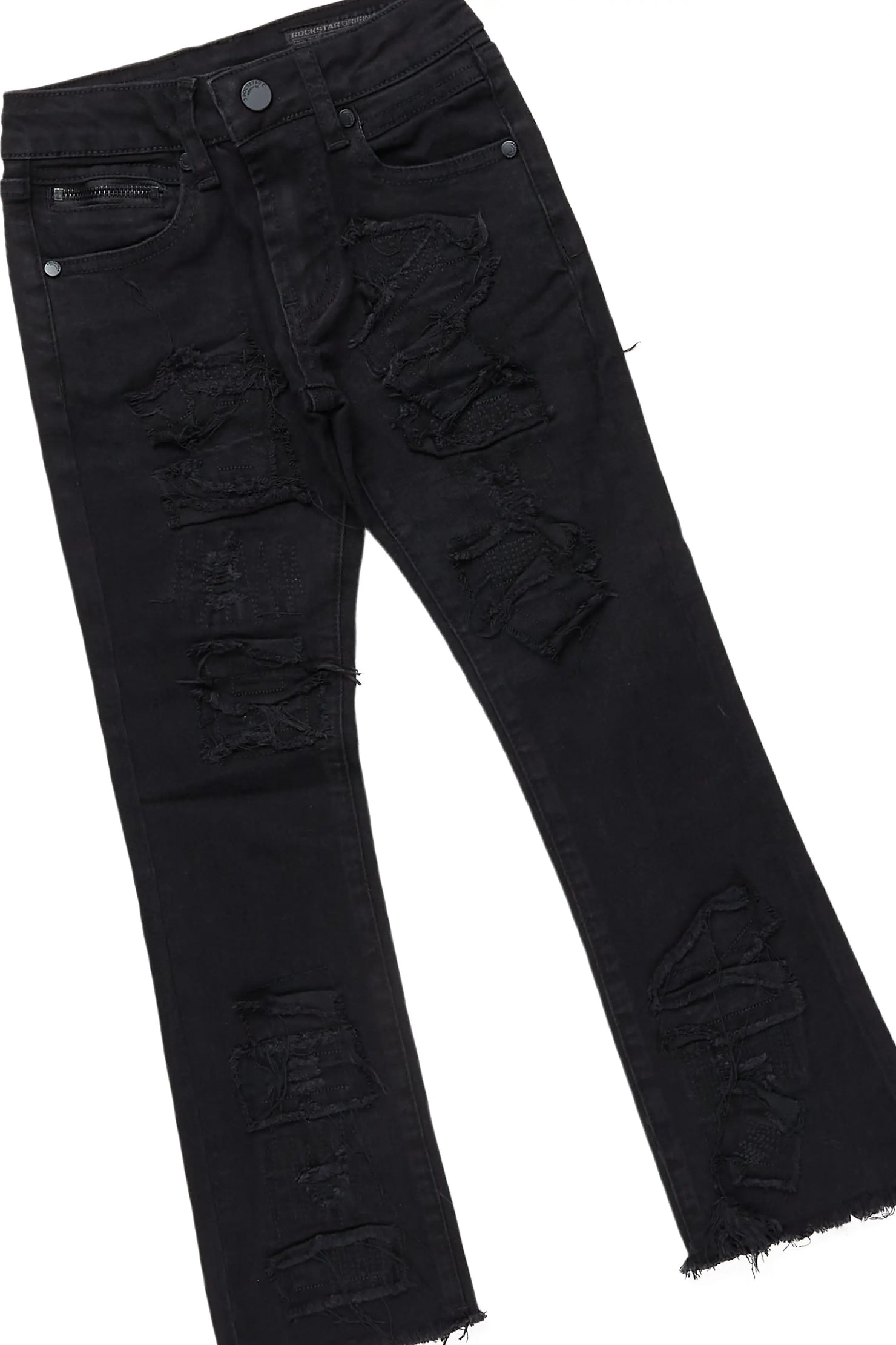 Boys Miro Black/Grey Hoodie/Stacked Flare Jean Set