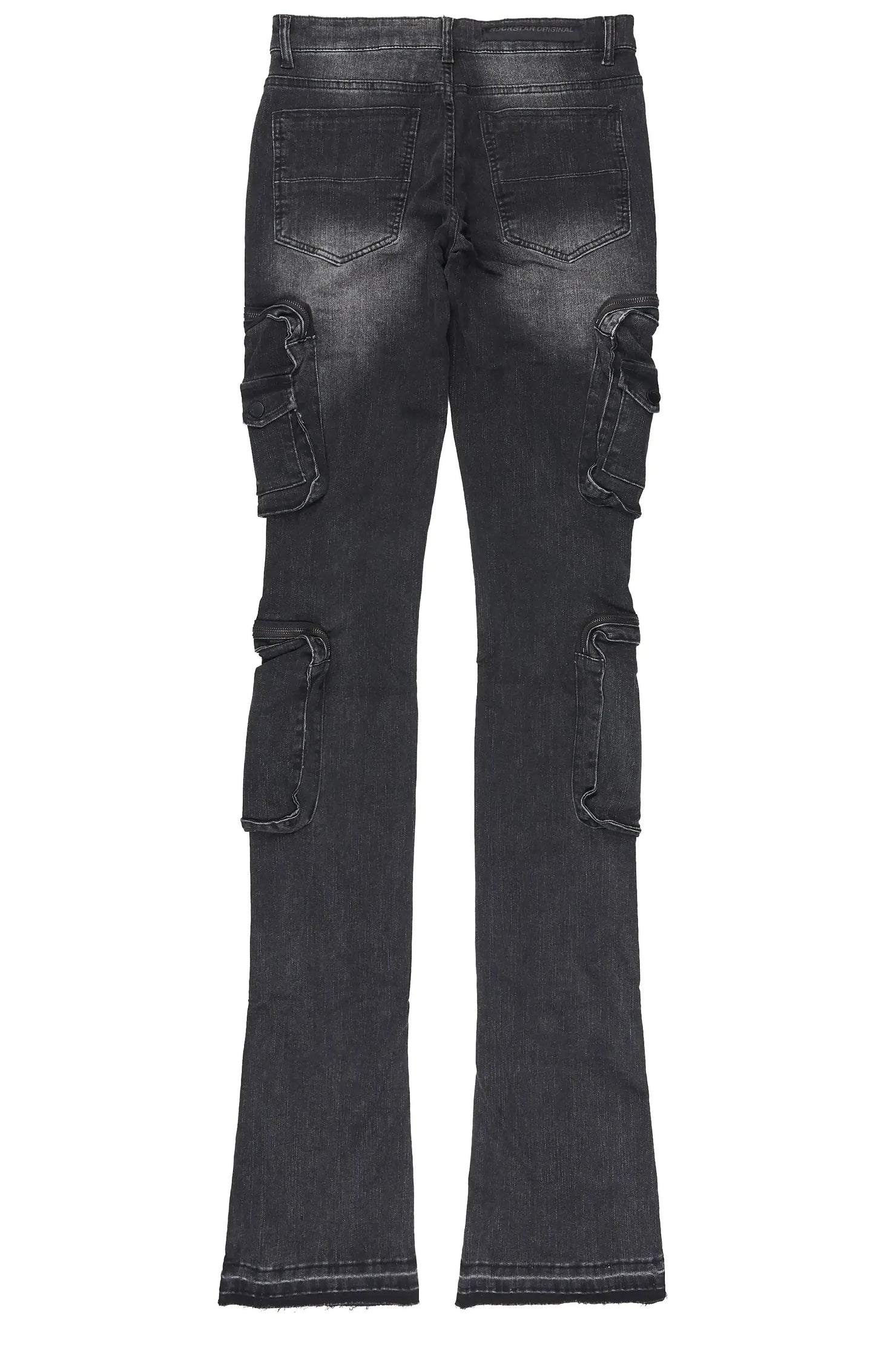 Allen Dark Grey Super Stacked Flare Jean