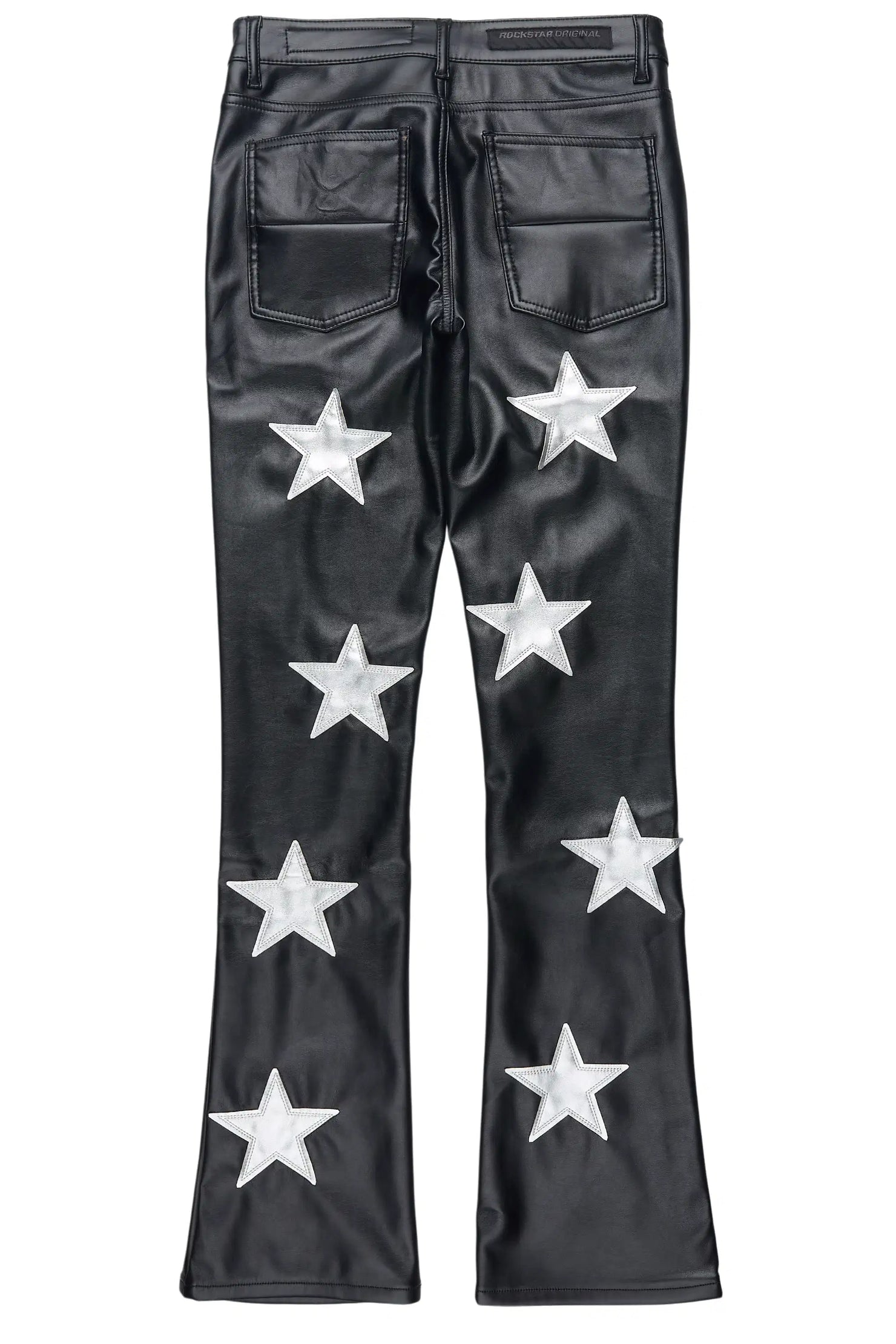 Steen Black/Silver PU Stacked Flare Jean