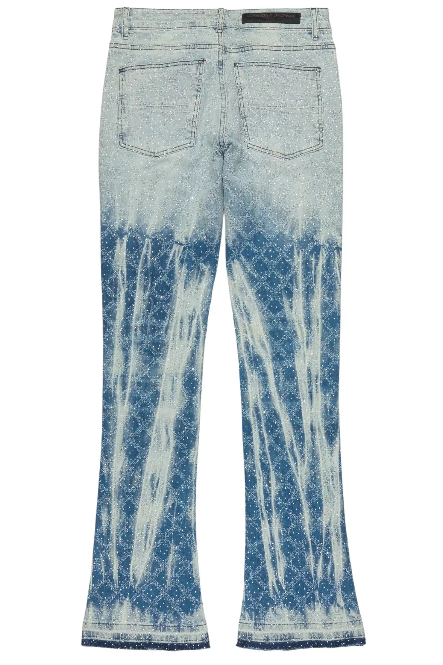Glit Blue Rhinestone Stacked Flare Jean