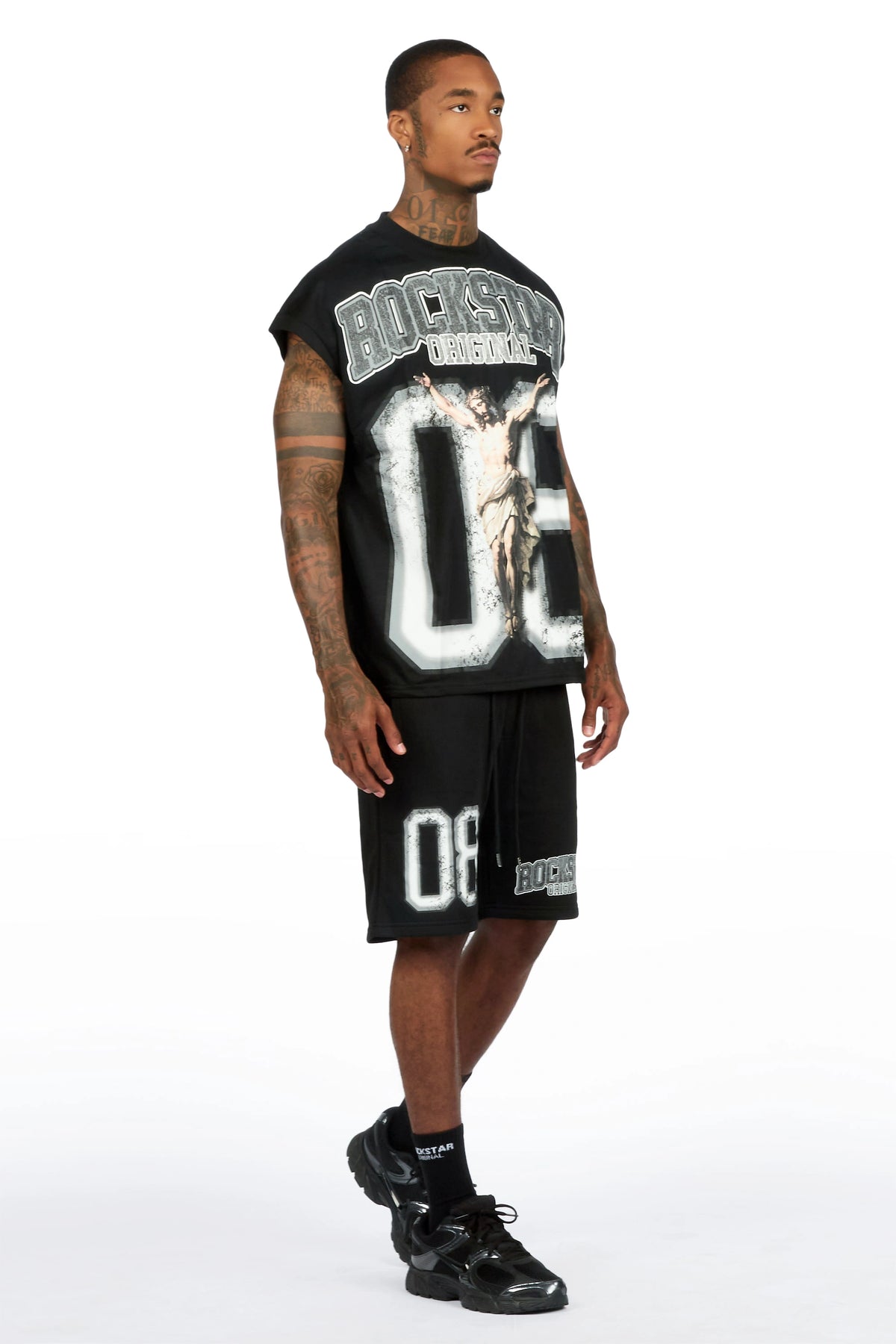 Fields Black/Grey Cut Sleeve T-Shirt Short Set