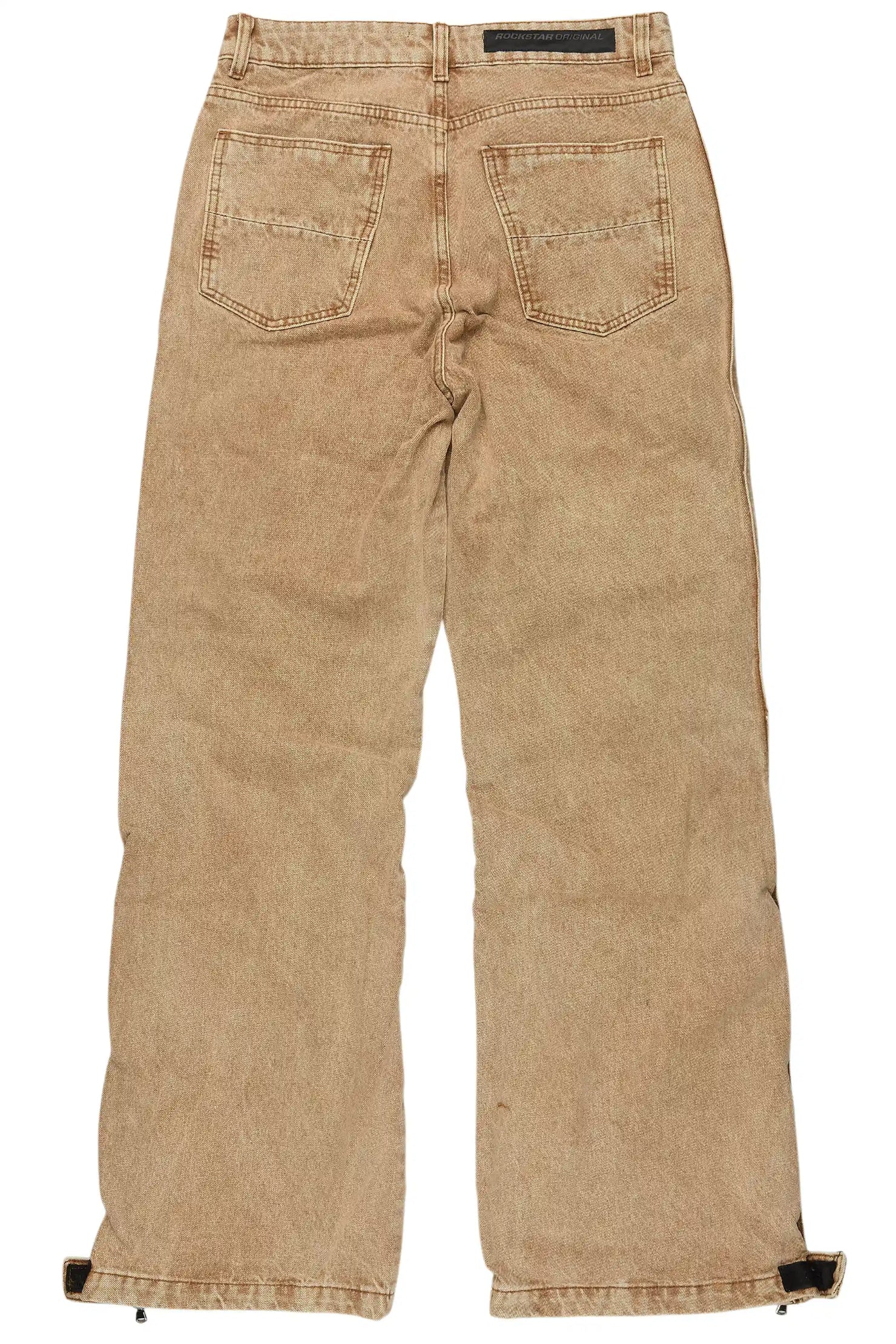 Yuri Beige Stacked Cargo Flare Jean