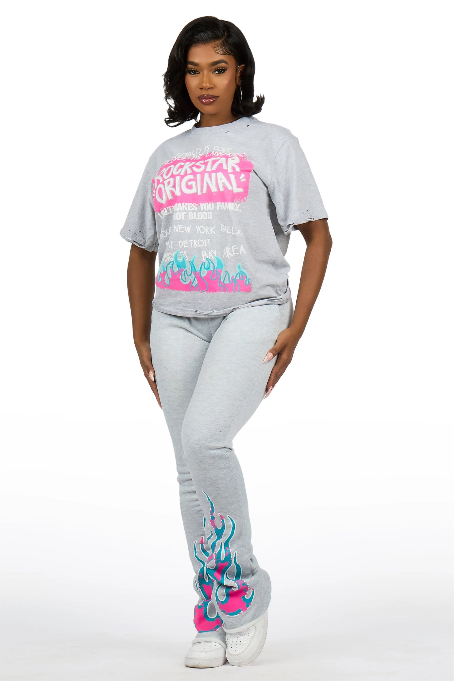 Bridgette Heather Grey T-Shirt Trackset
