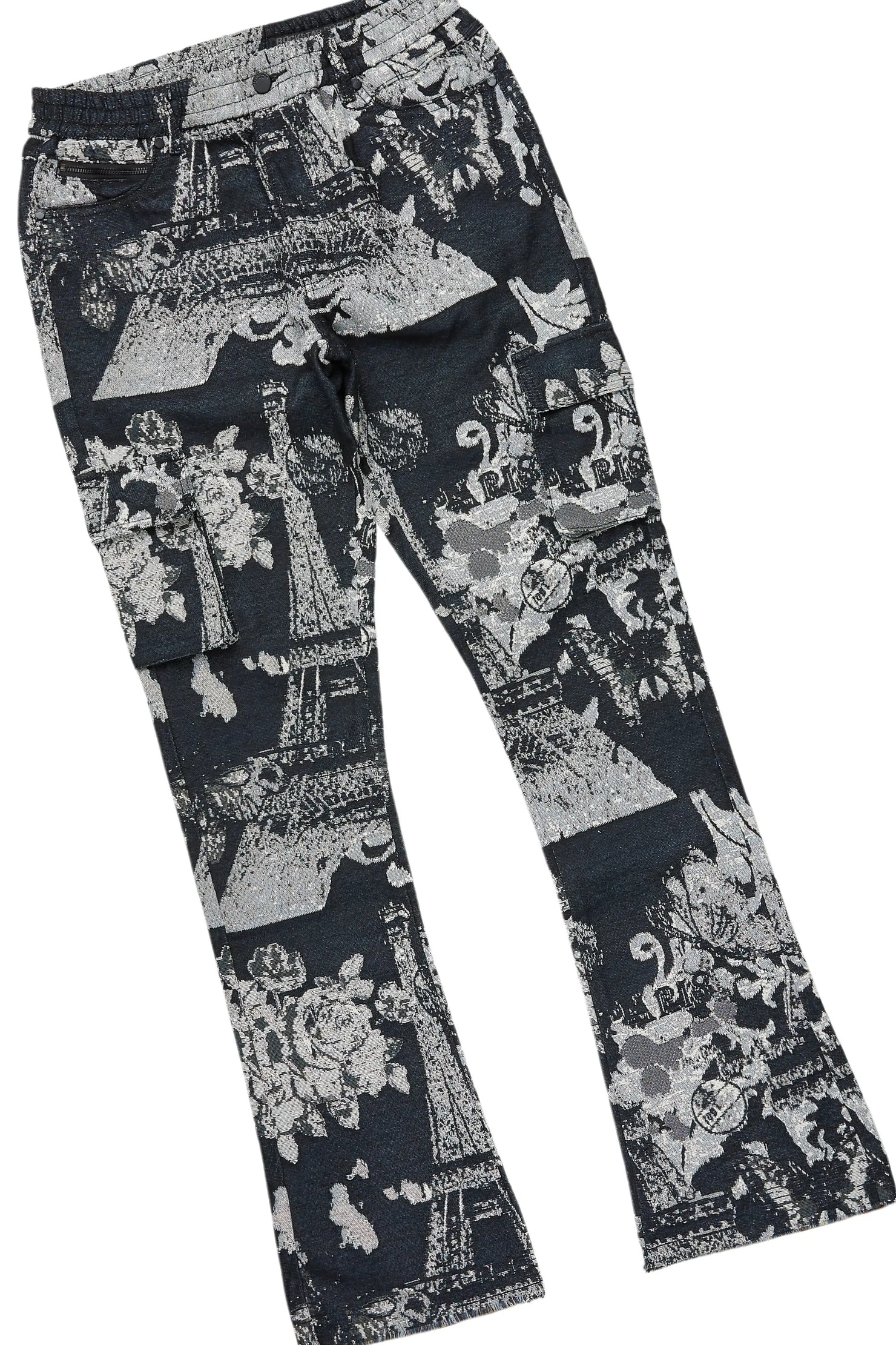 All Seeing Eyes Black Hoodie & Lamont Stacked Flare Tapestry Jean Bundle