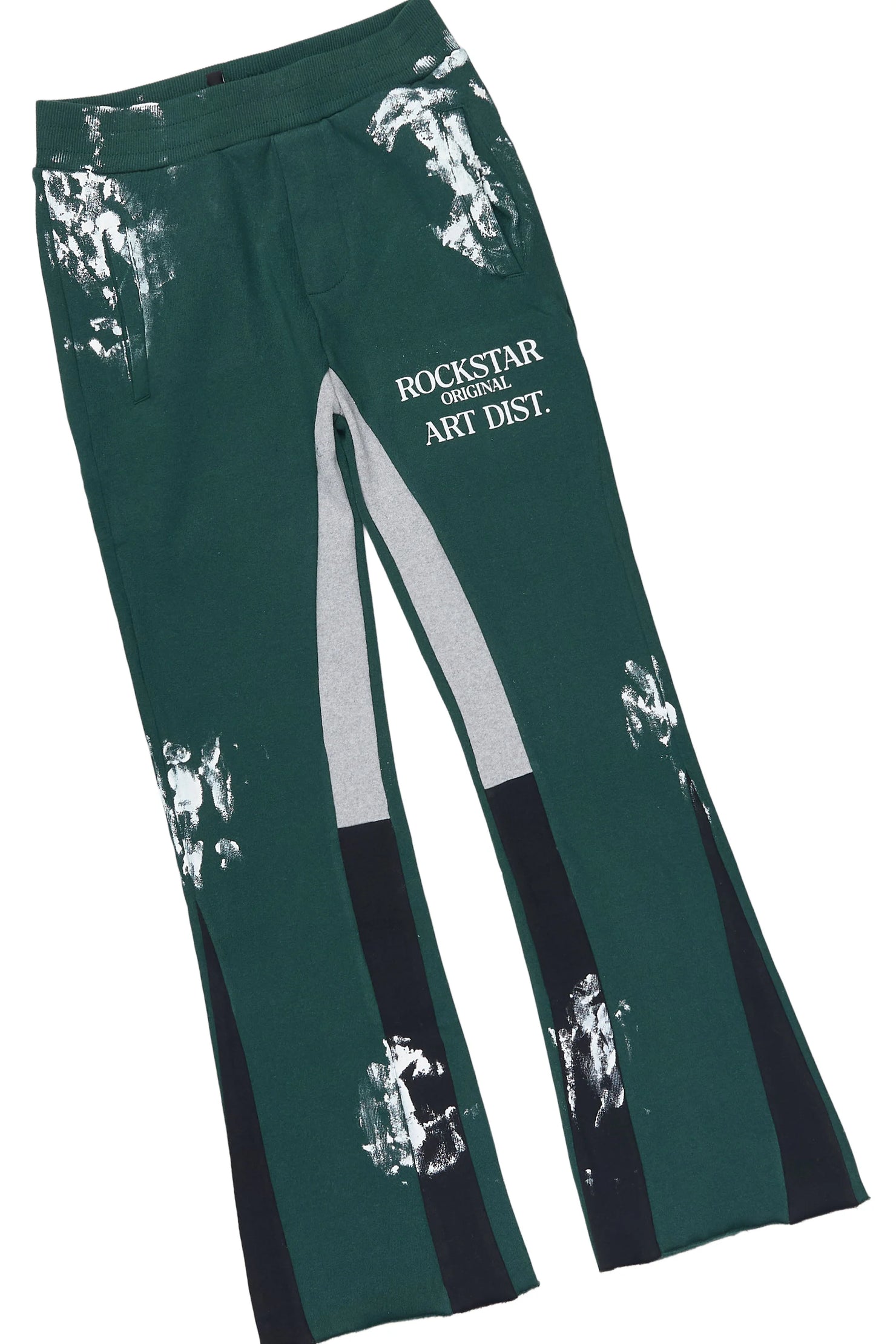Boys Filip Green/White Hoodie/Stacked Flare Track Set
