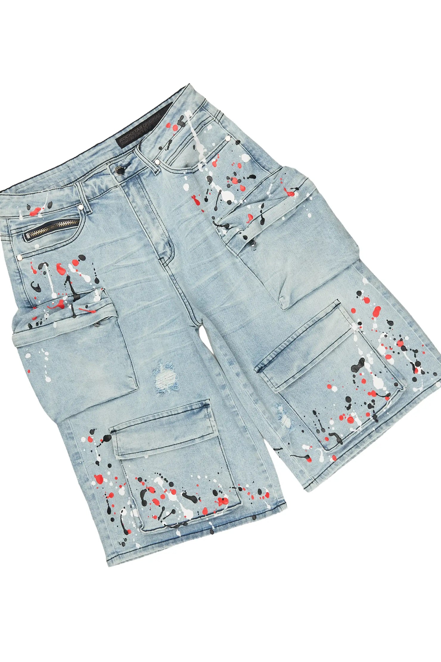 Saxon Blue Graphic T-Shirt Denim Jort Set