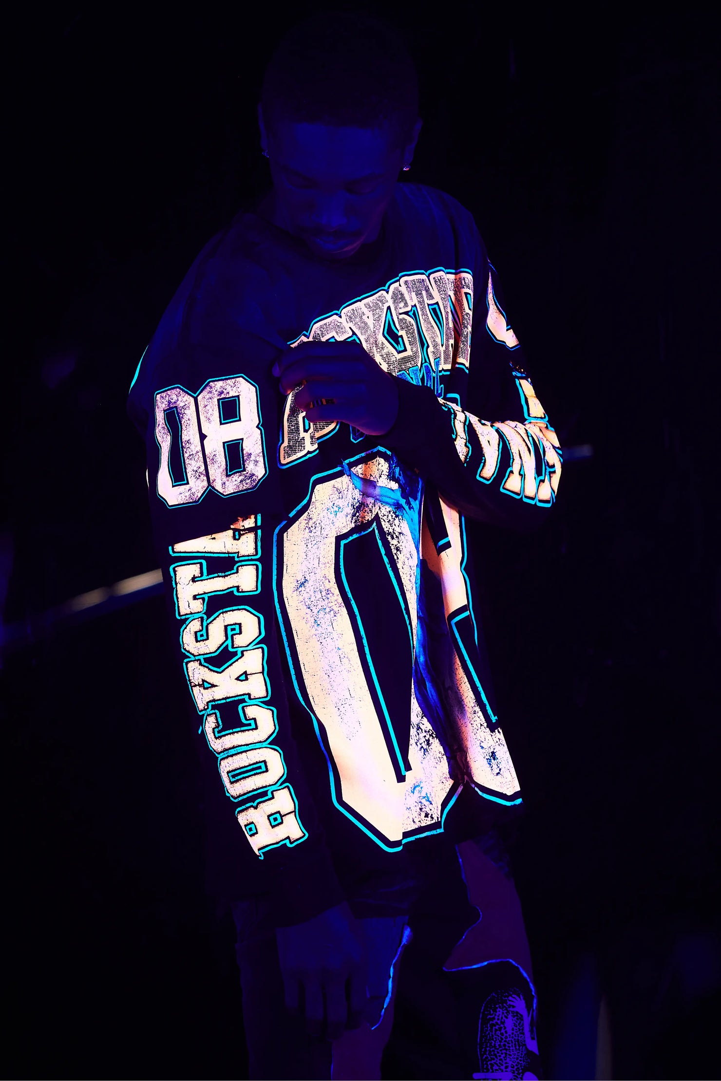 Fields Black/Orange Double Layer Long Sleeve Graphic T-Shirt