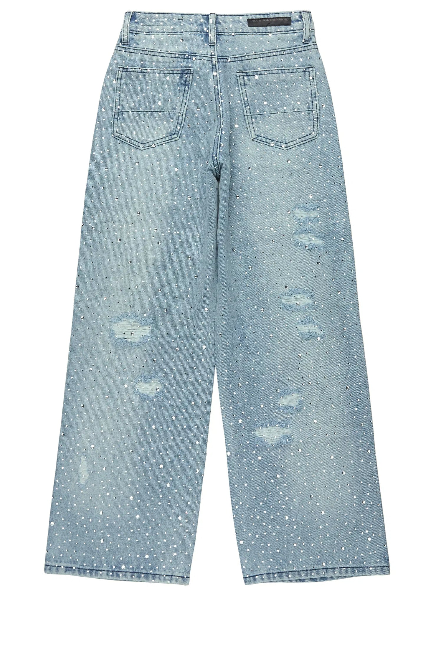 Boys Discolite Light Blue Rhinestone Baggy Jean