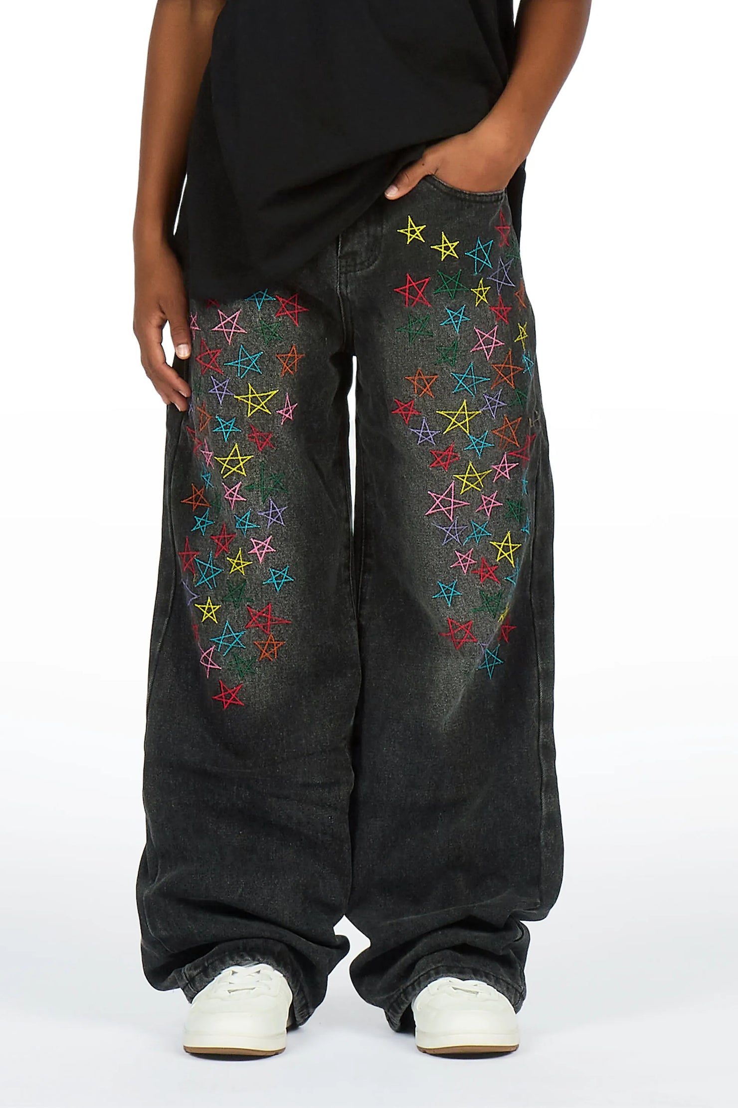 Boys Levi Washed Black Baggy Fit Jean