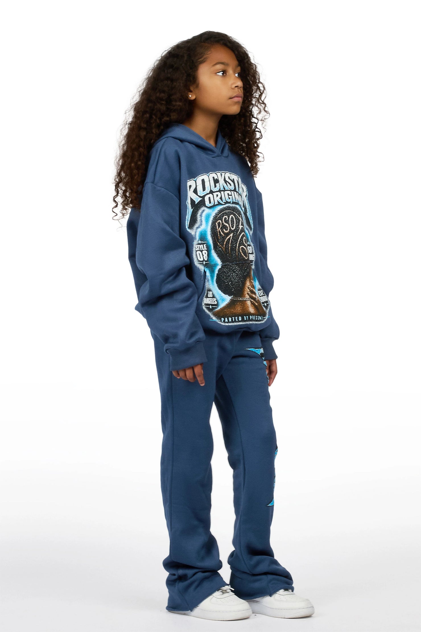 Girls Arkel Navy Hoodie Stacked Track Set