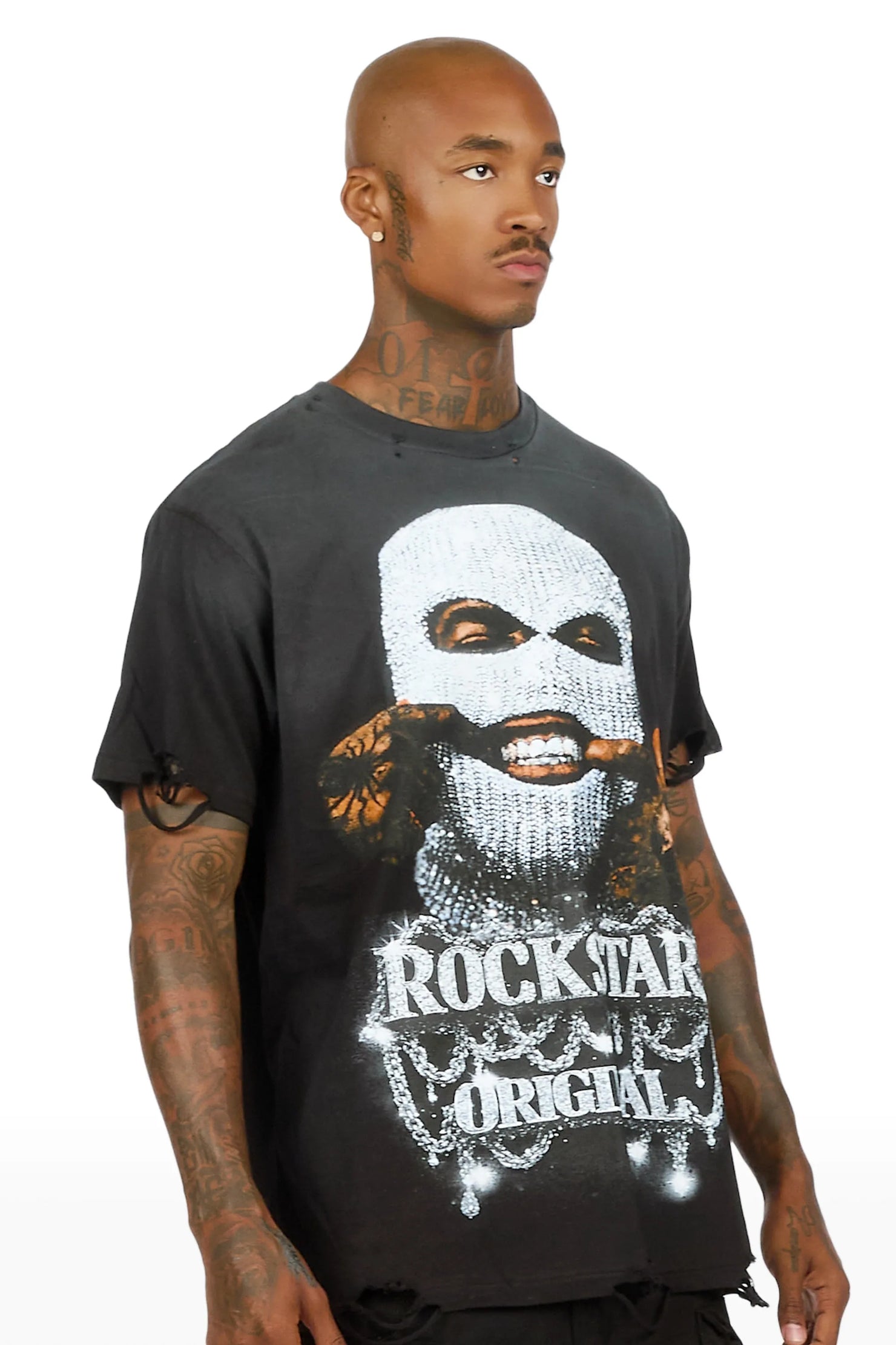 Philes Black Oversized Graphic T-Shirt