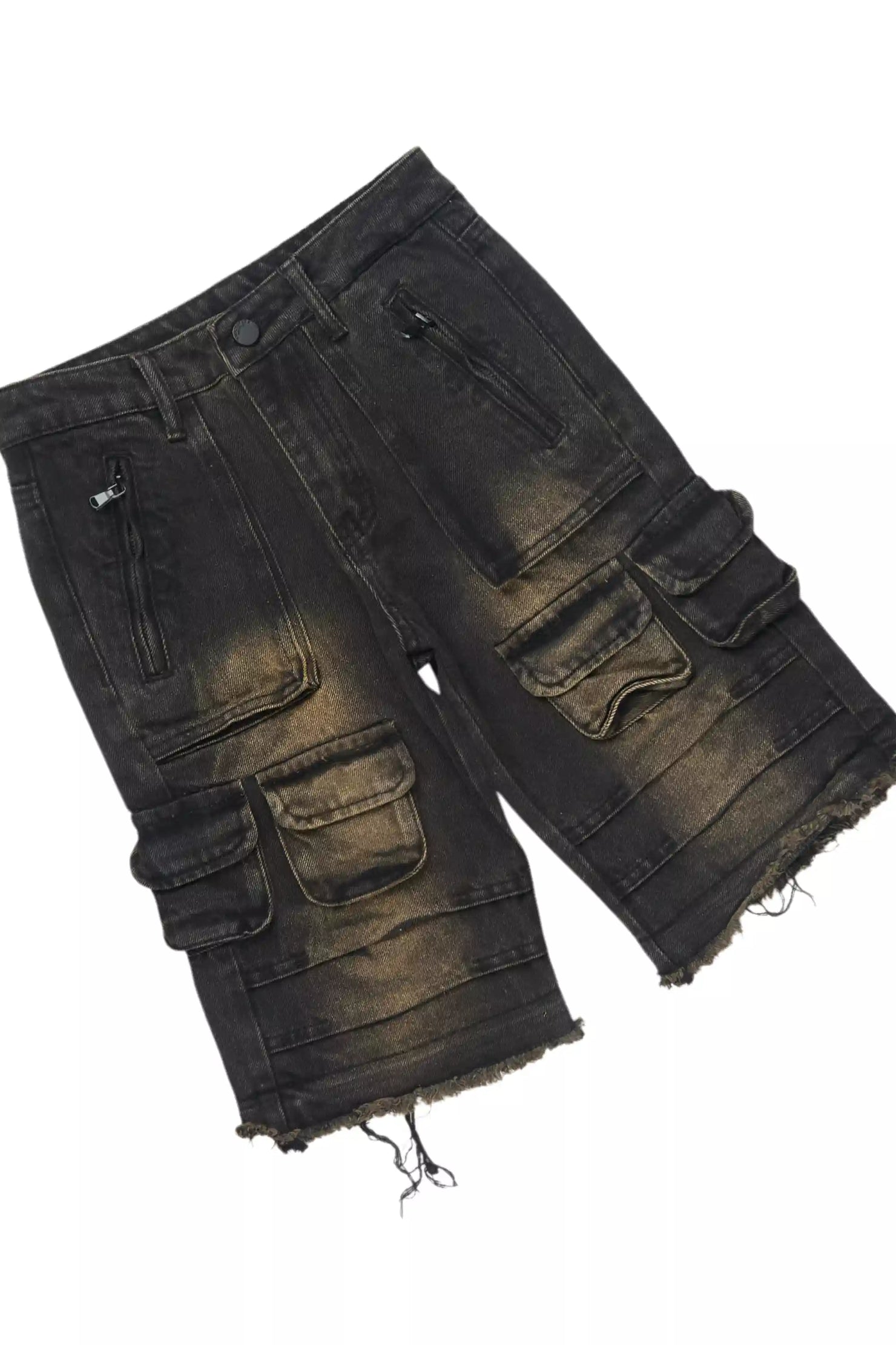 Boys Beau Black/Grey T-Shirt/Denim Short Set