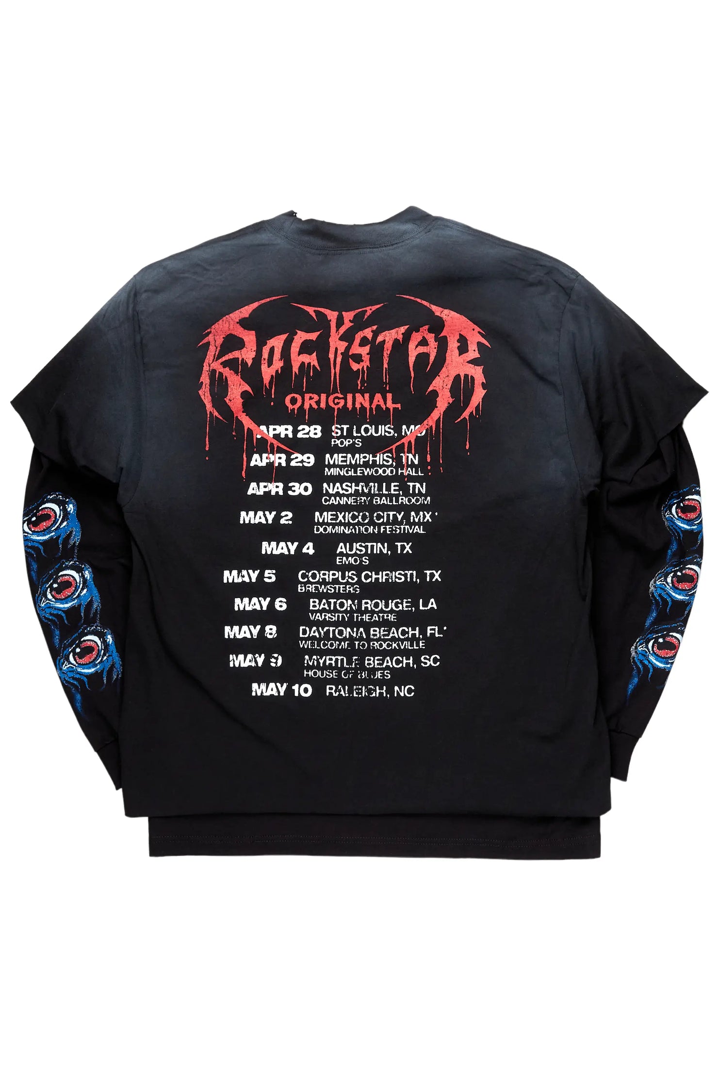 Vicious Black Double Layer Long Sleeve Graphic T-Shirt