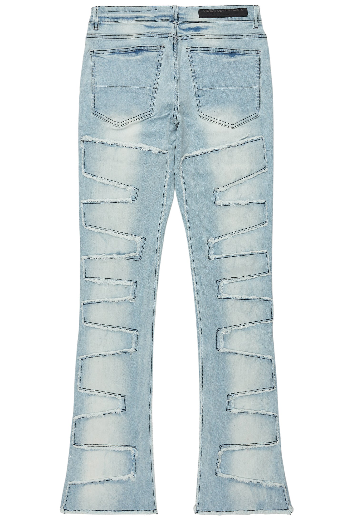 Shaddie Light Blue Painter Stacked Flare Jean
