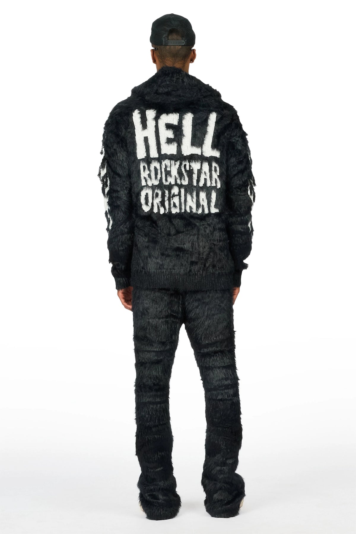 Toshio Black Stacked Flare Knitted Mohair Track Set