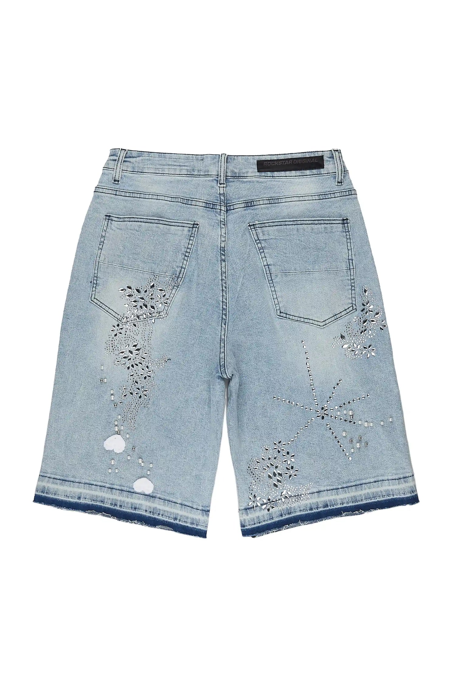 Rael Light Blue Rhinestone Denim Short