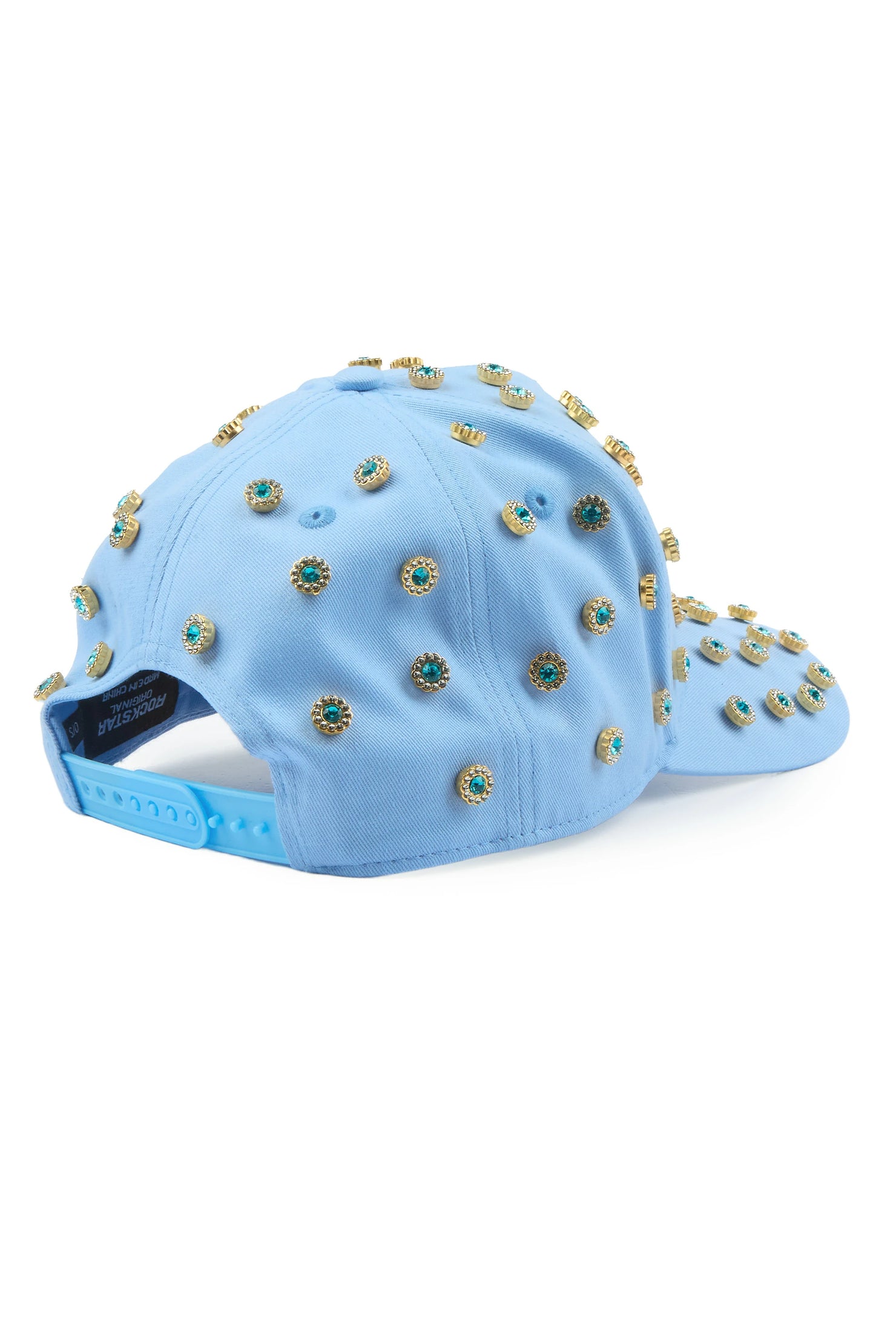 Roma Baby Blue Rhinestone Trucker Hat