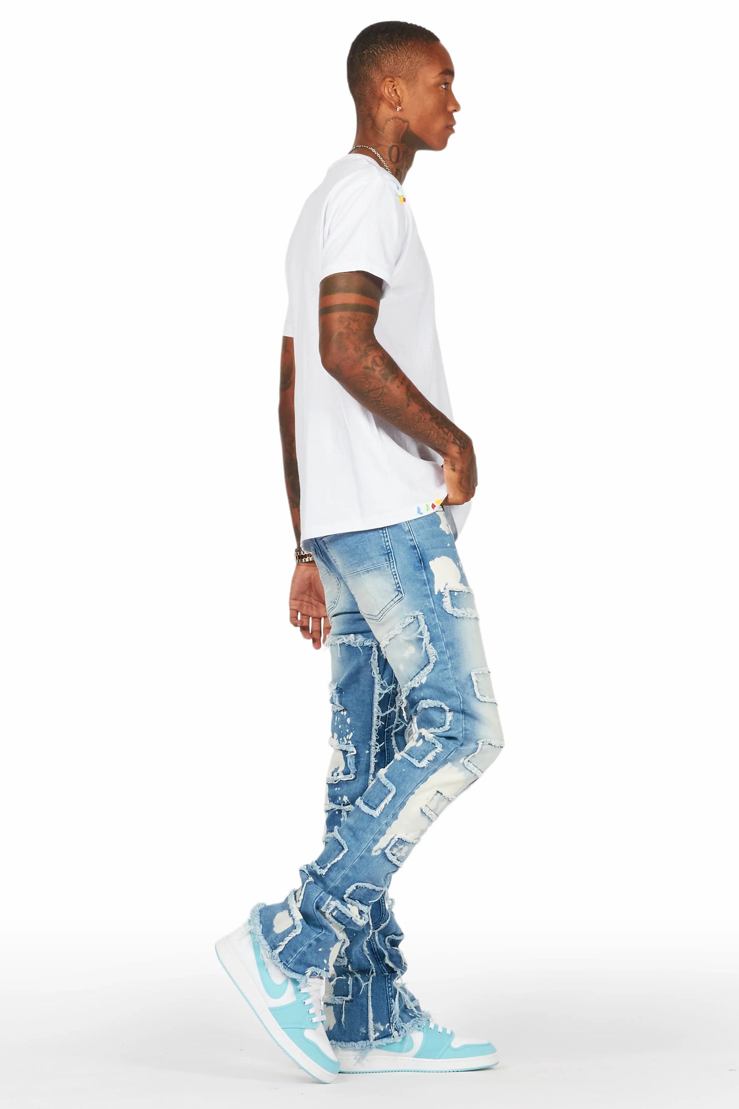 Laban Light Blue Bleach Stacked Flare Jean