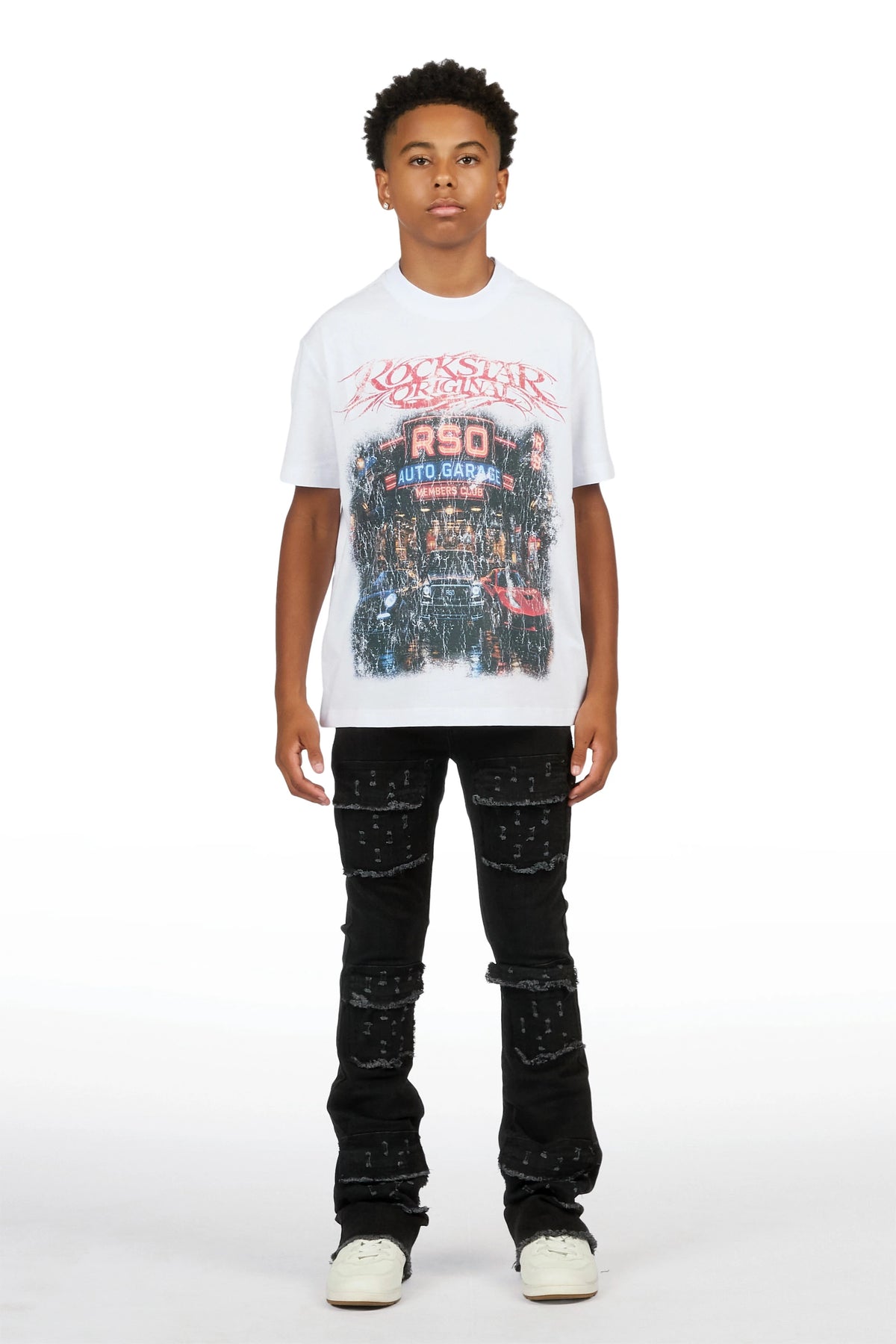 Boys Leonardo Black Stacked Flare Jean