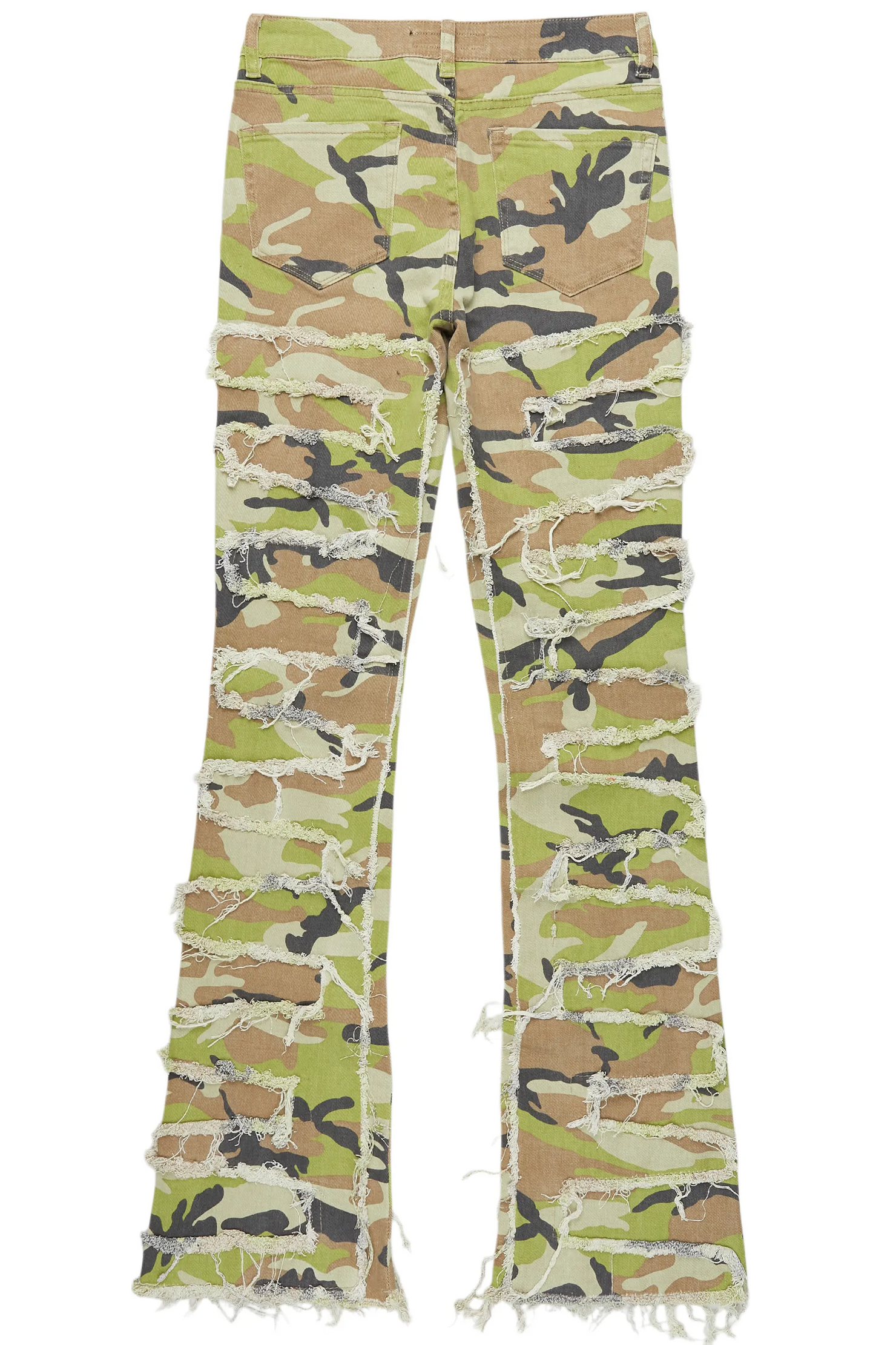 Raeshell Green Camo Painted Stacked Jean