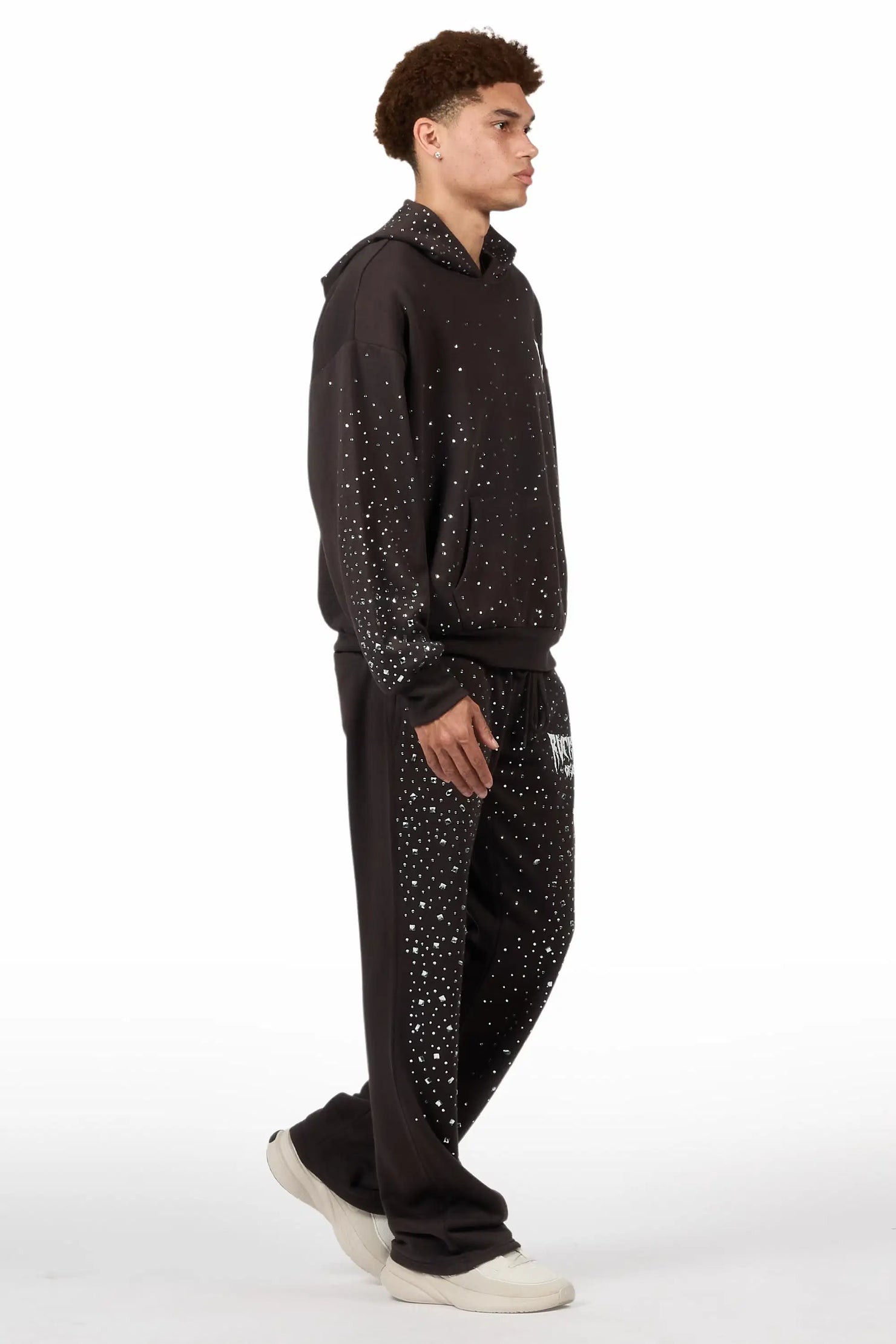 Twinkle Iron/Clear Rhinestone Hoodie Relaxed Track Set