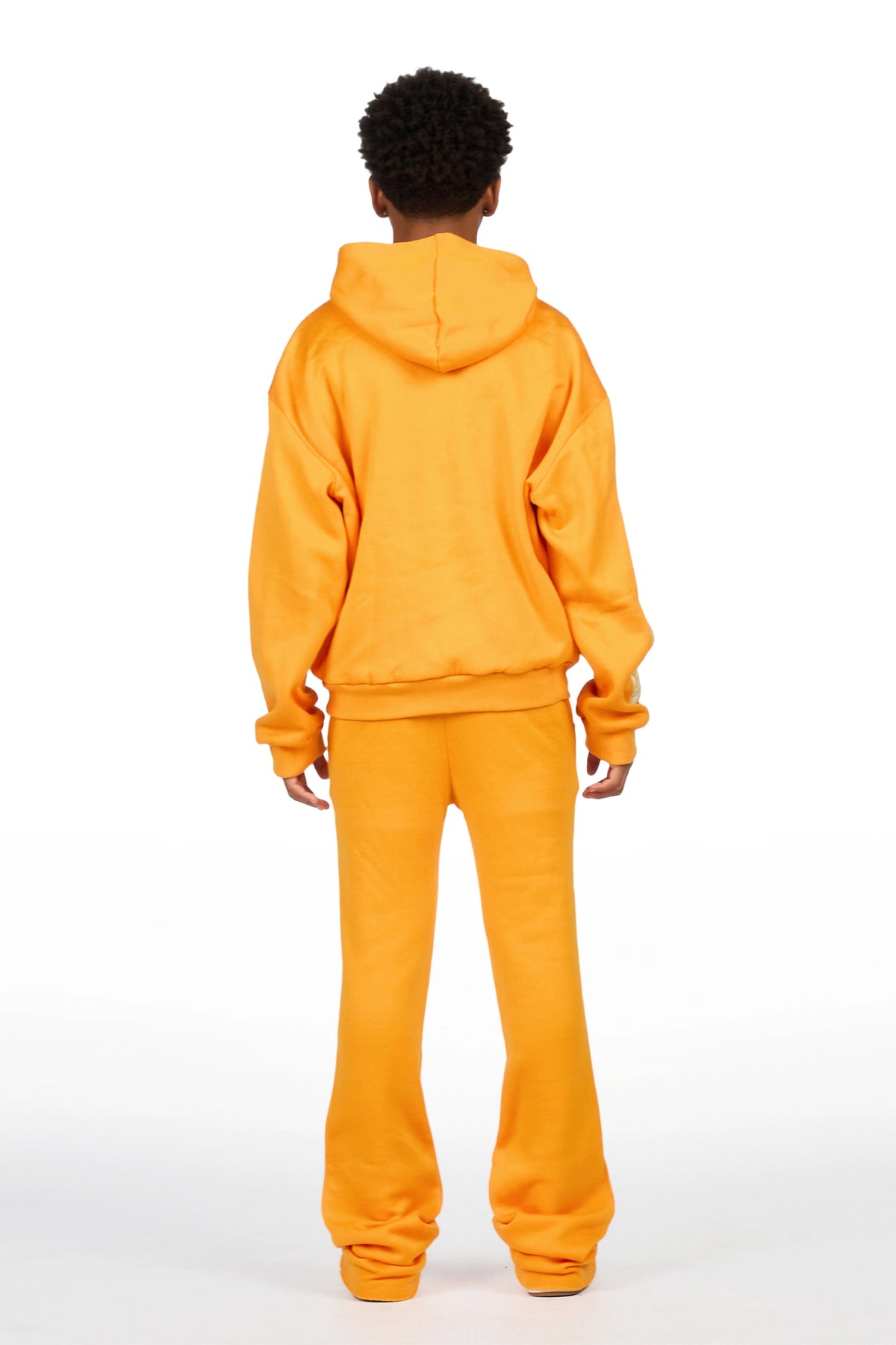 Boys Vermis Orange/Cream Stacked Hoodie Track Set