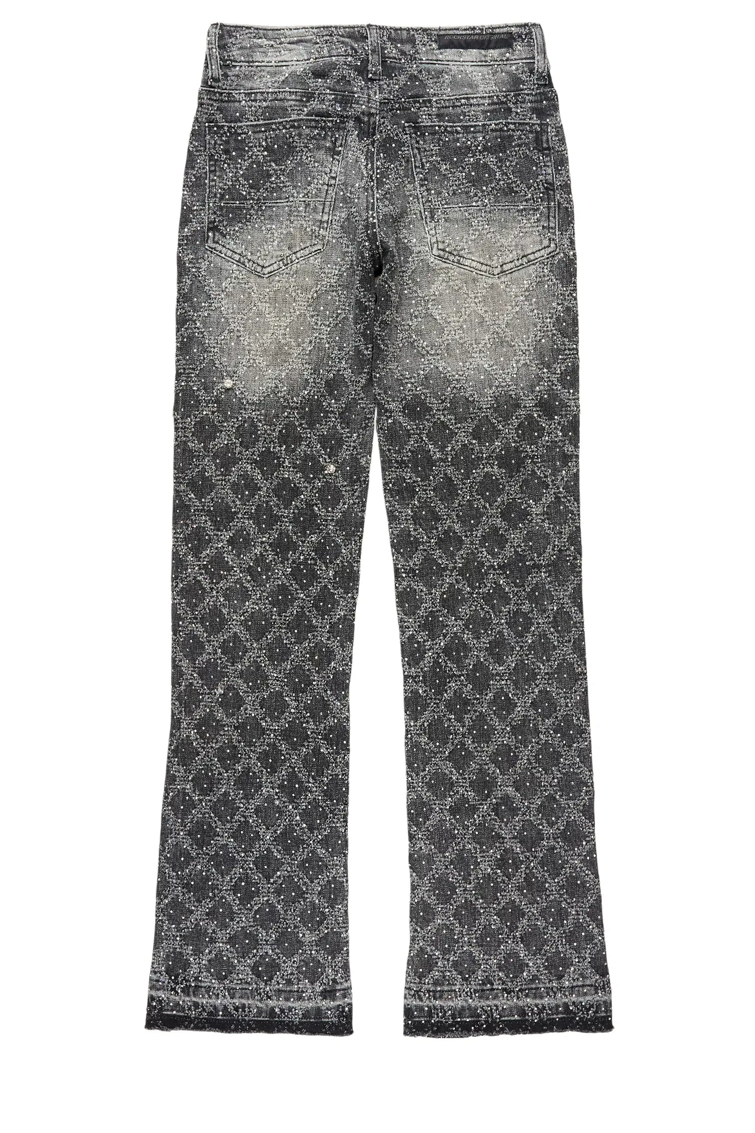 Boys Glit Grey Rhinestone Stacked Flare Jean