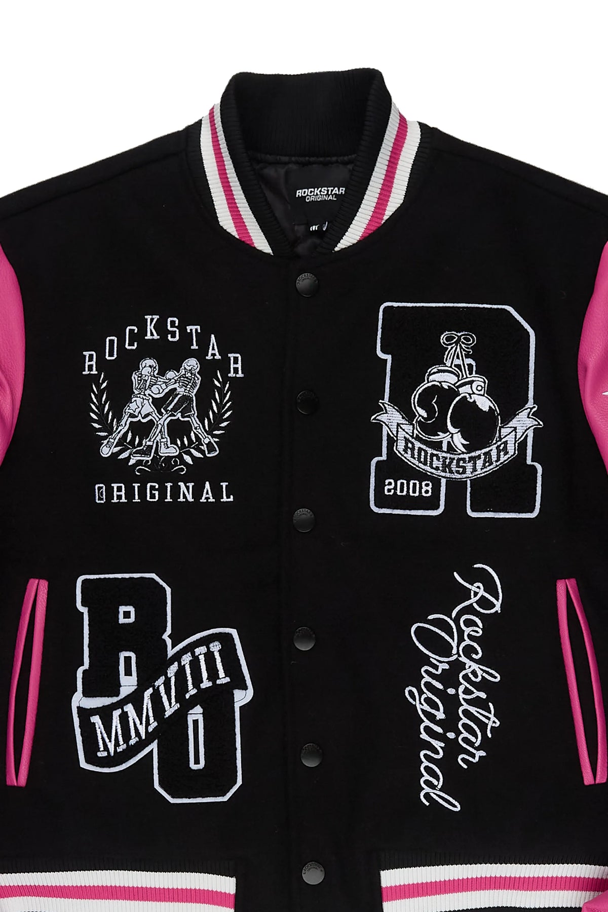 Yvonna Black/Pink Oversized Varsity Jacket