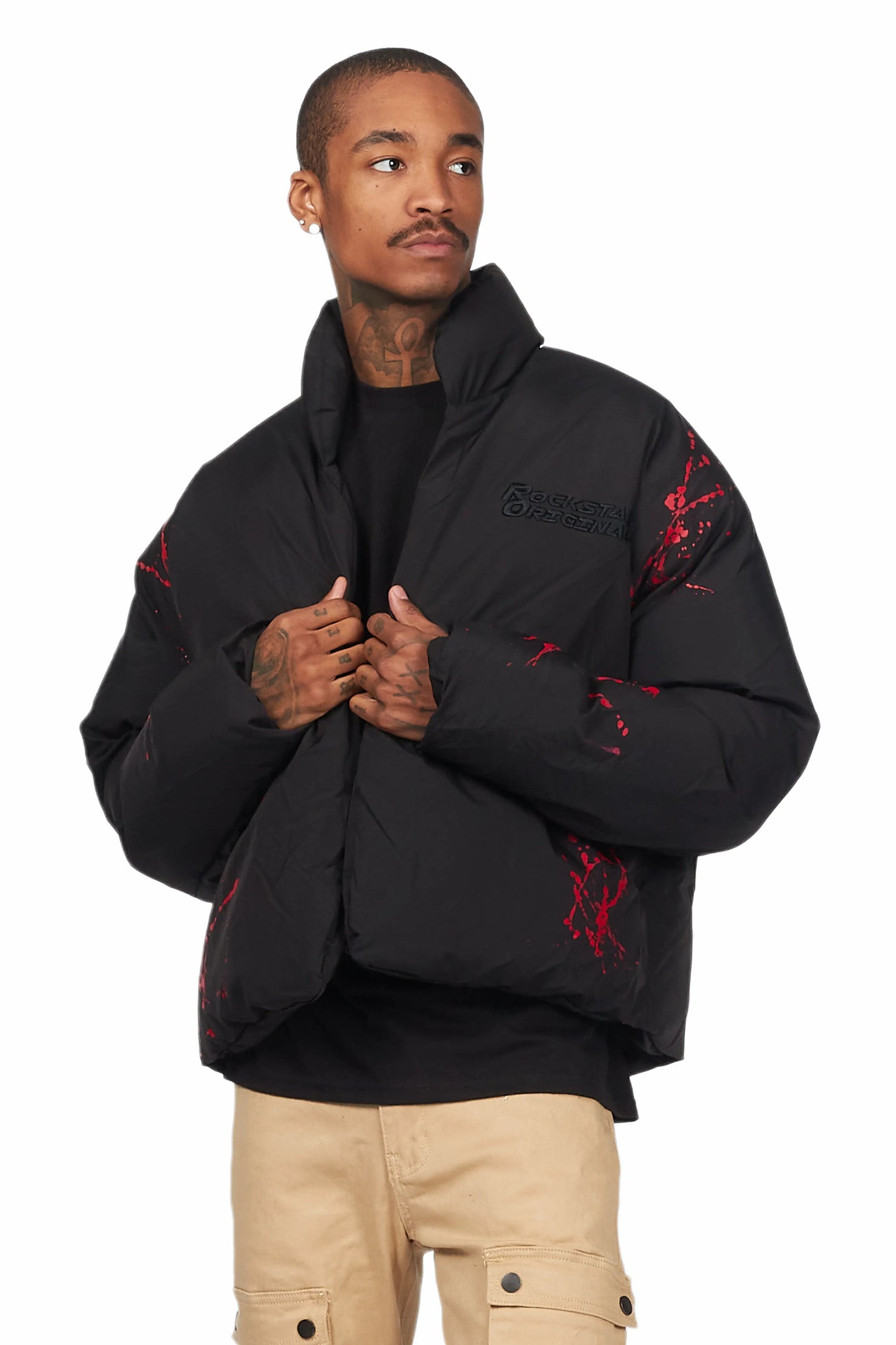 Rabbie Black/Red Puffer Jacket