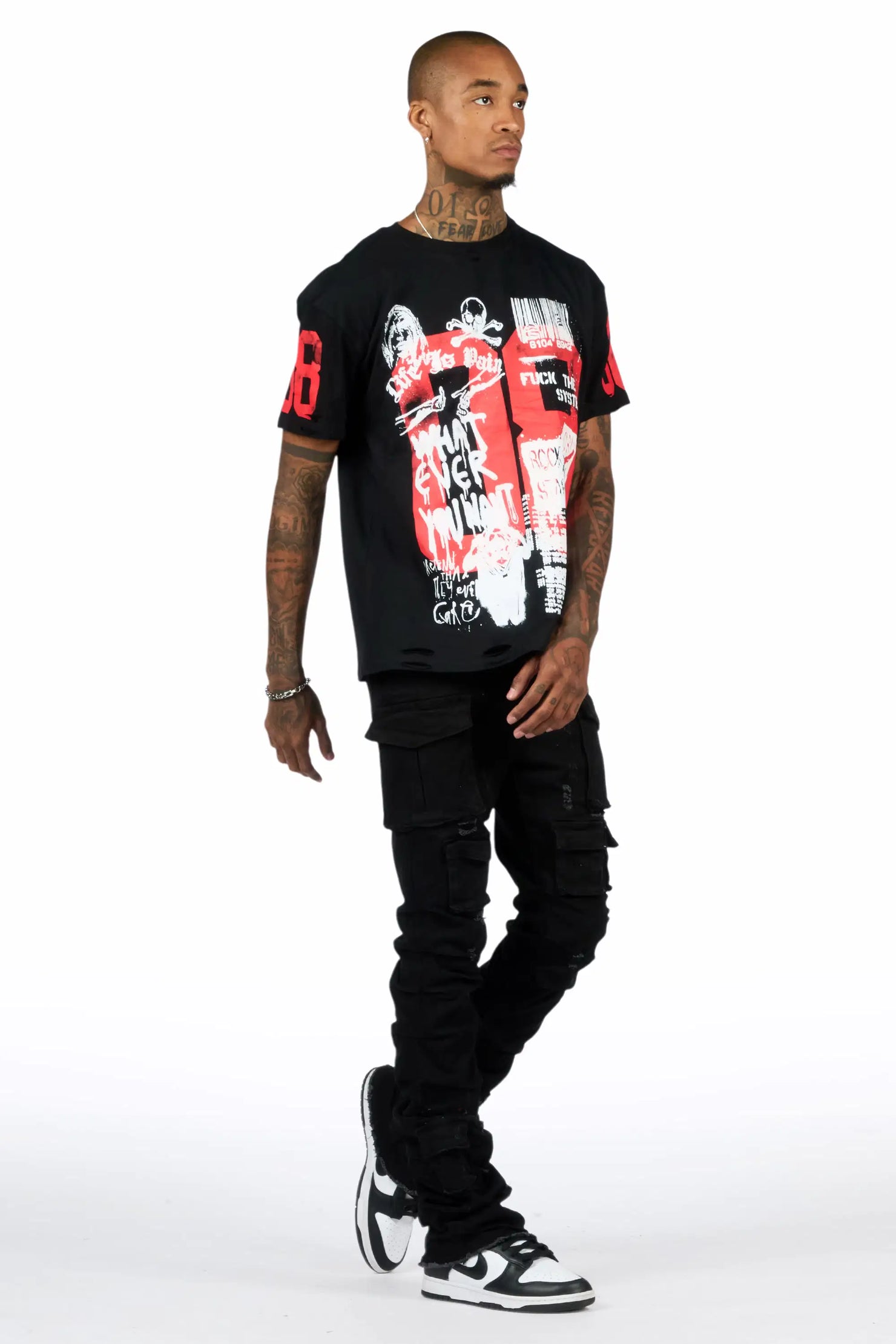 Grill Black T-Shirt/Stacked Flare Jean Bundle