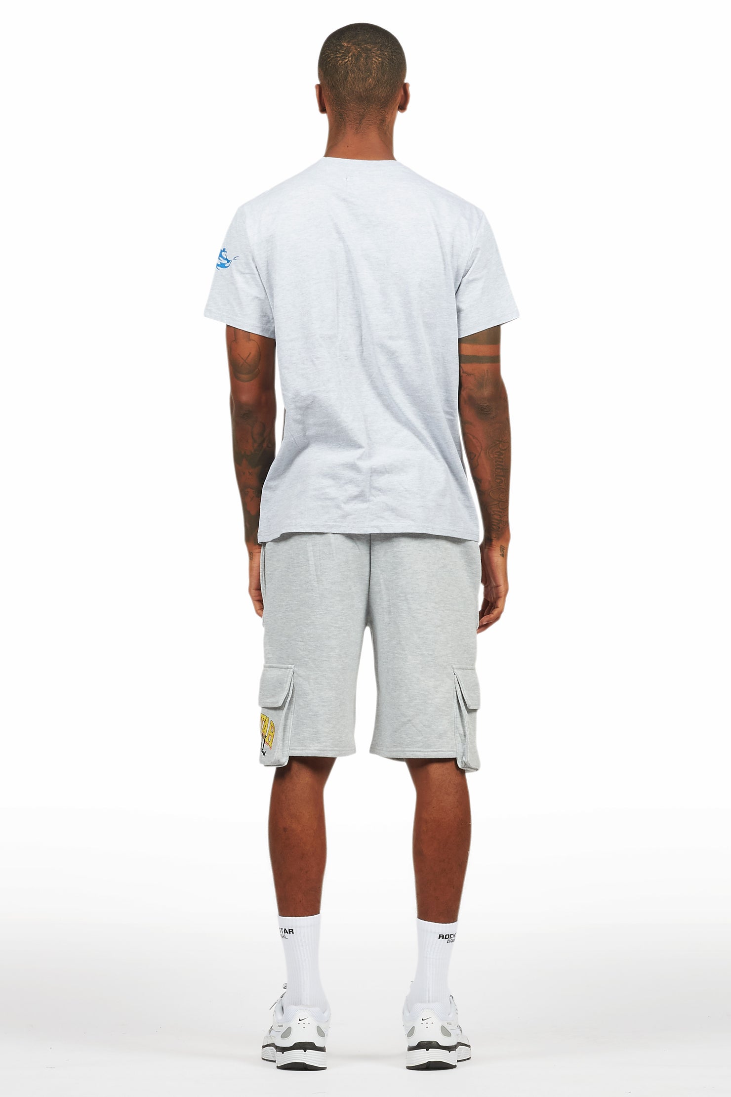 Colorful Race Heather Grey/Black T-Shirt Cargo Shorts Set