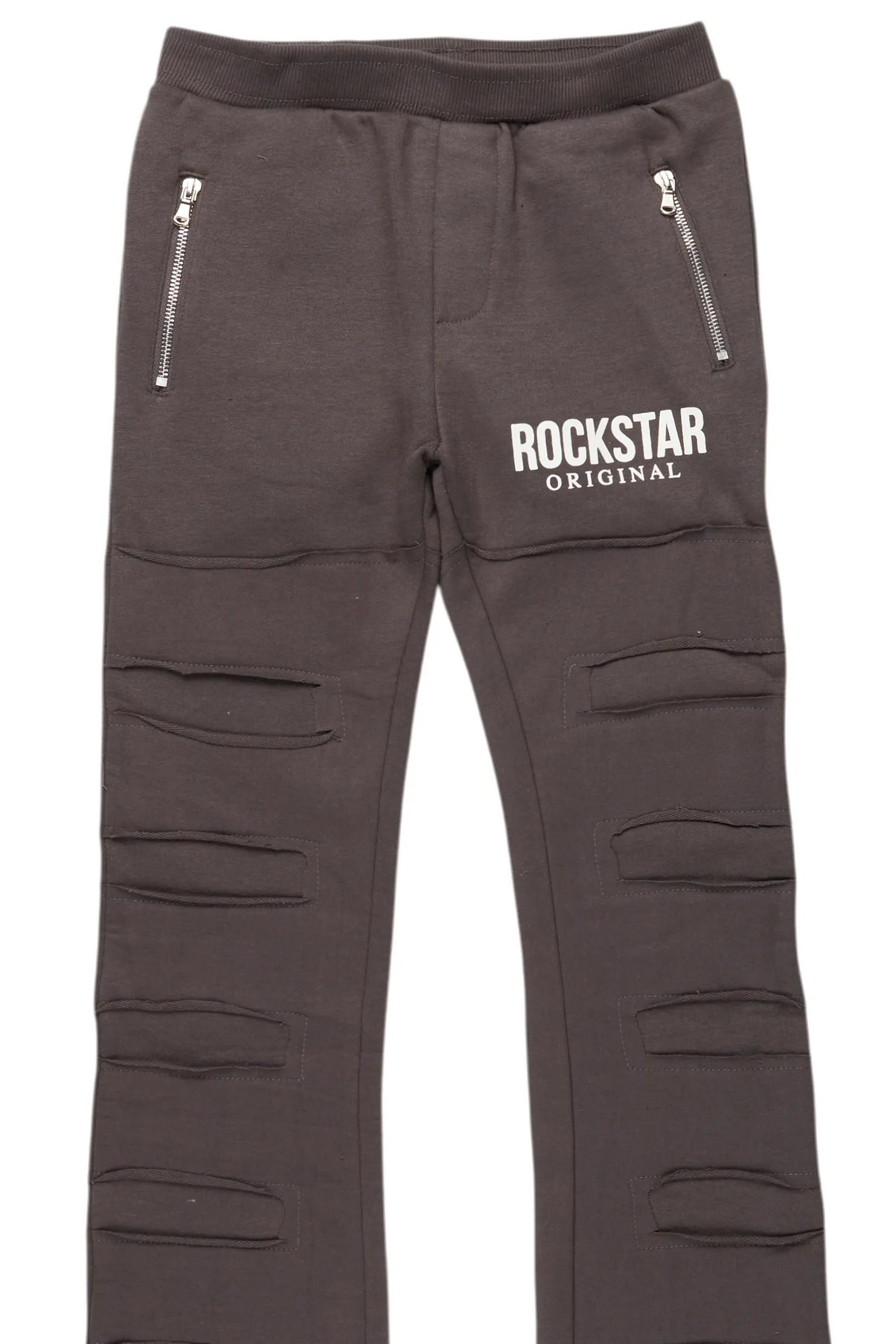 Boys Emilio Vintage Grey Stacked Flare Track Pant