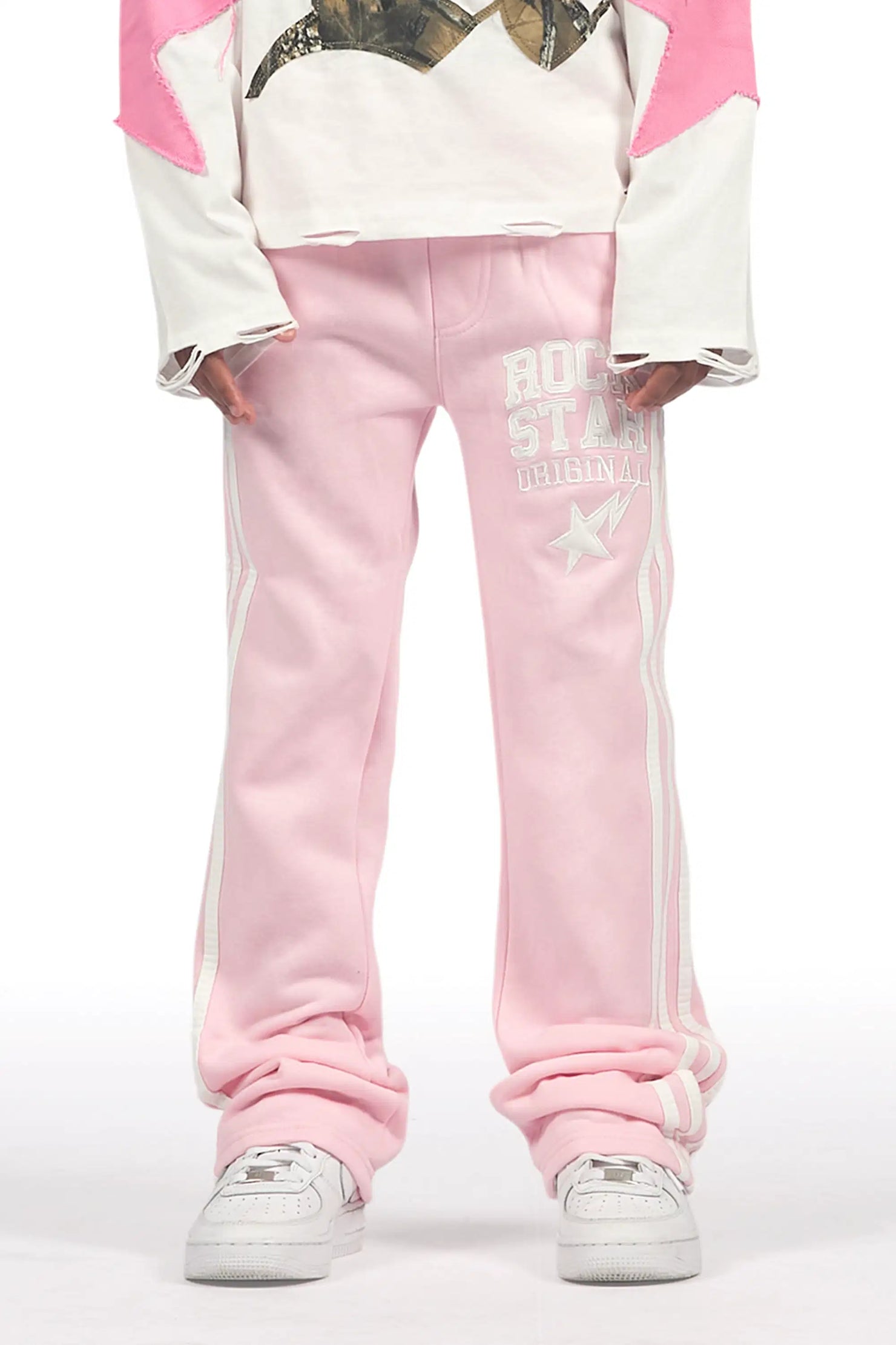 Girls Gerrit Pink Stacked Baggy Track Pant