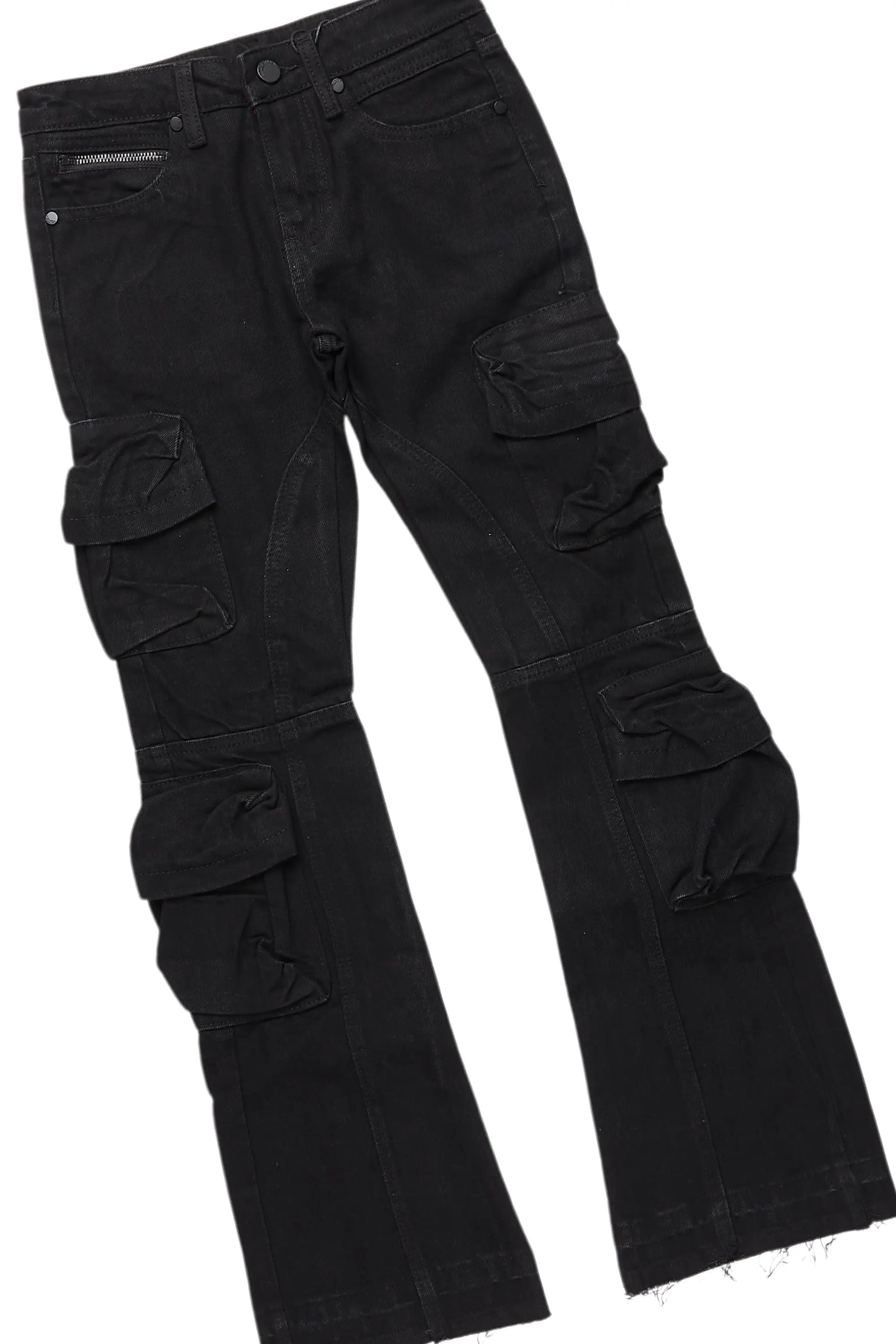 Boys Beau Black Hoodie/Stacked Flare Jean Set