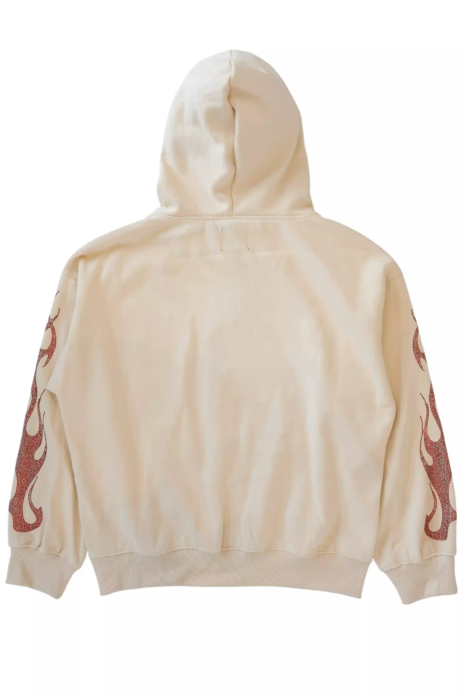 Oryn Beige Rhinestone Oversized Hoodie