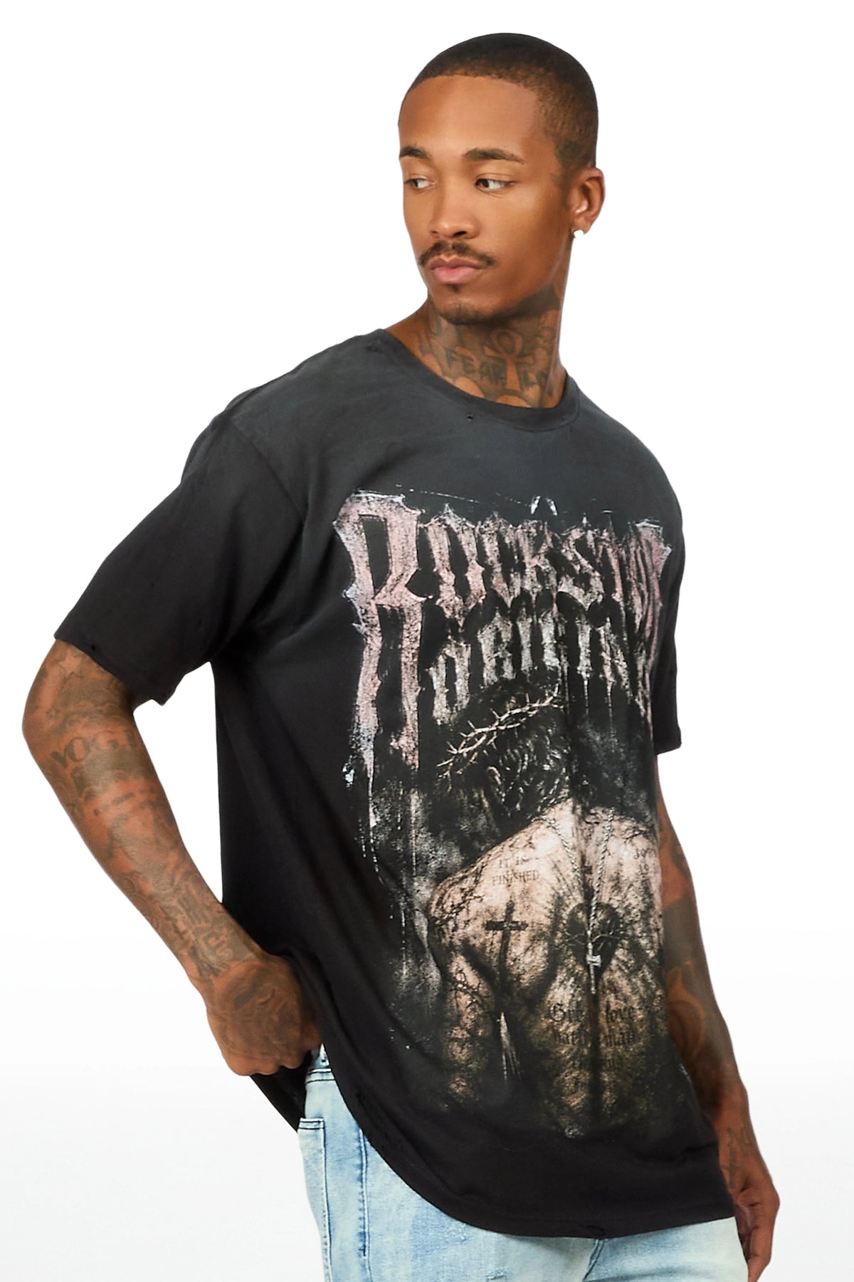Calder Black Oversized Graphic T-Shirt