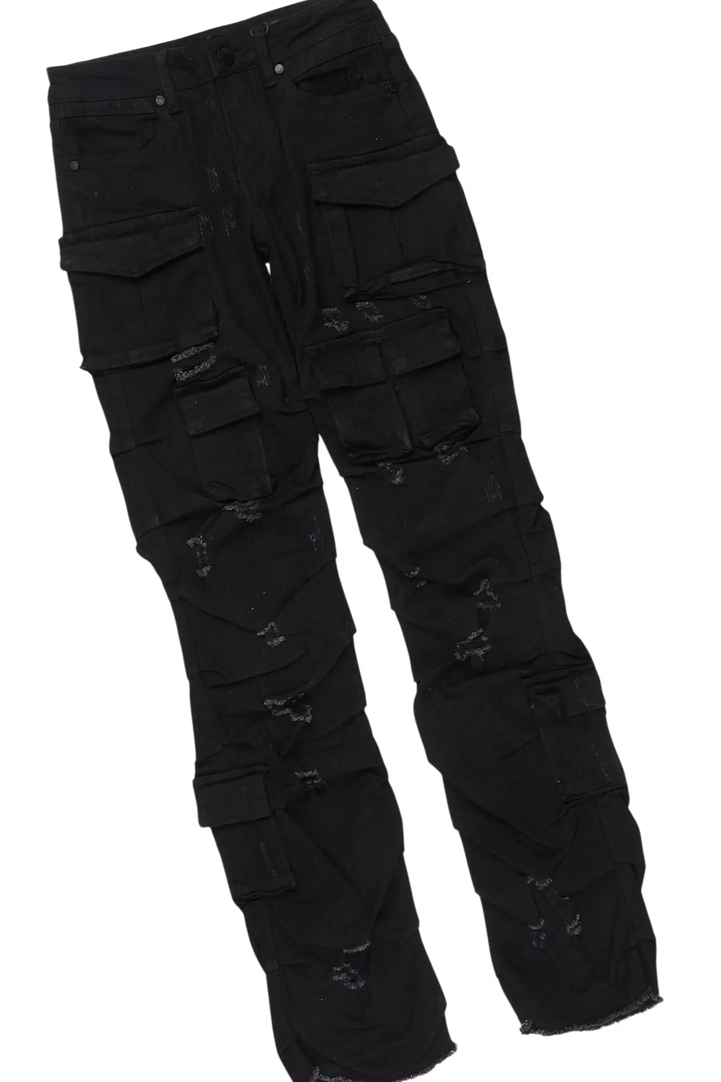 Boys Fields Grey Hoodie & Gentry Black Stacked Jean Set