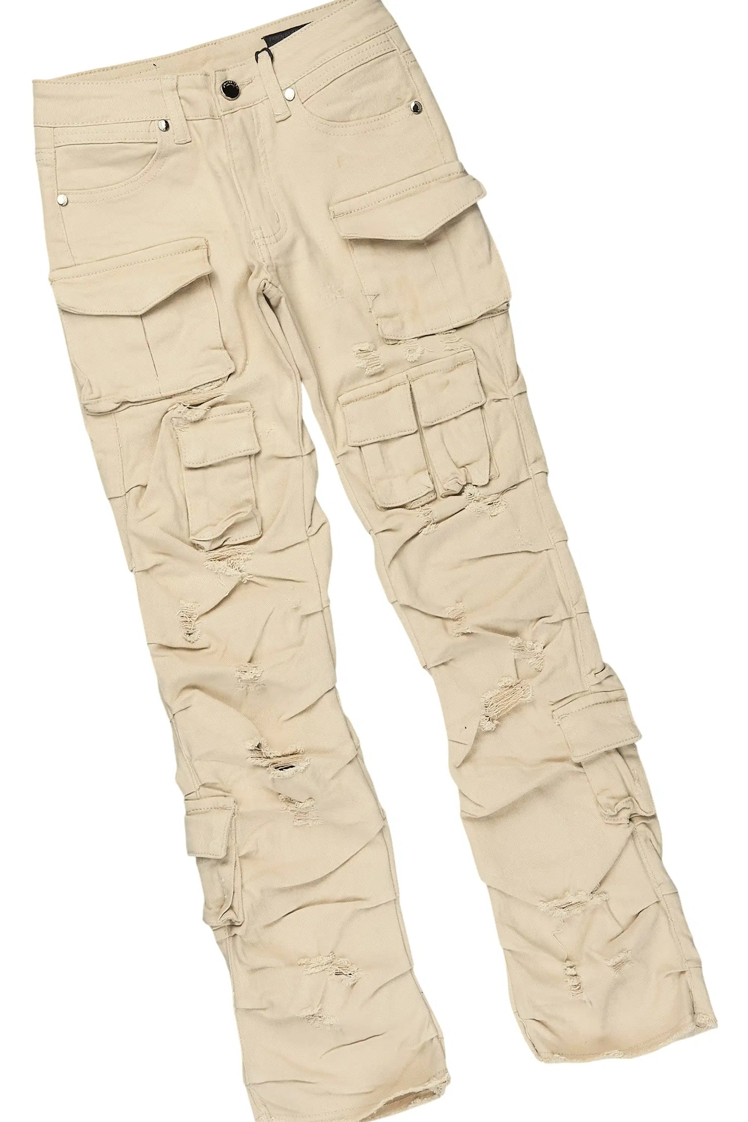 Boys M4 Toys Beige Hoodie/Stacked Jean Set