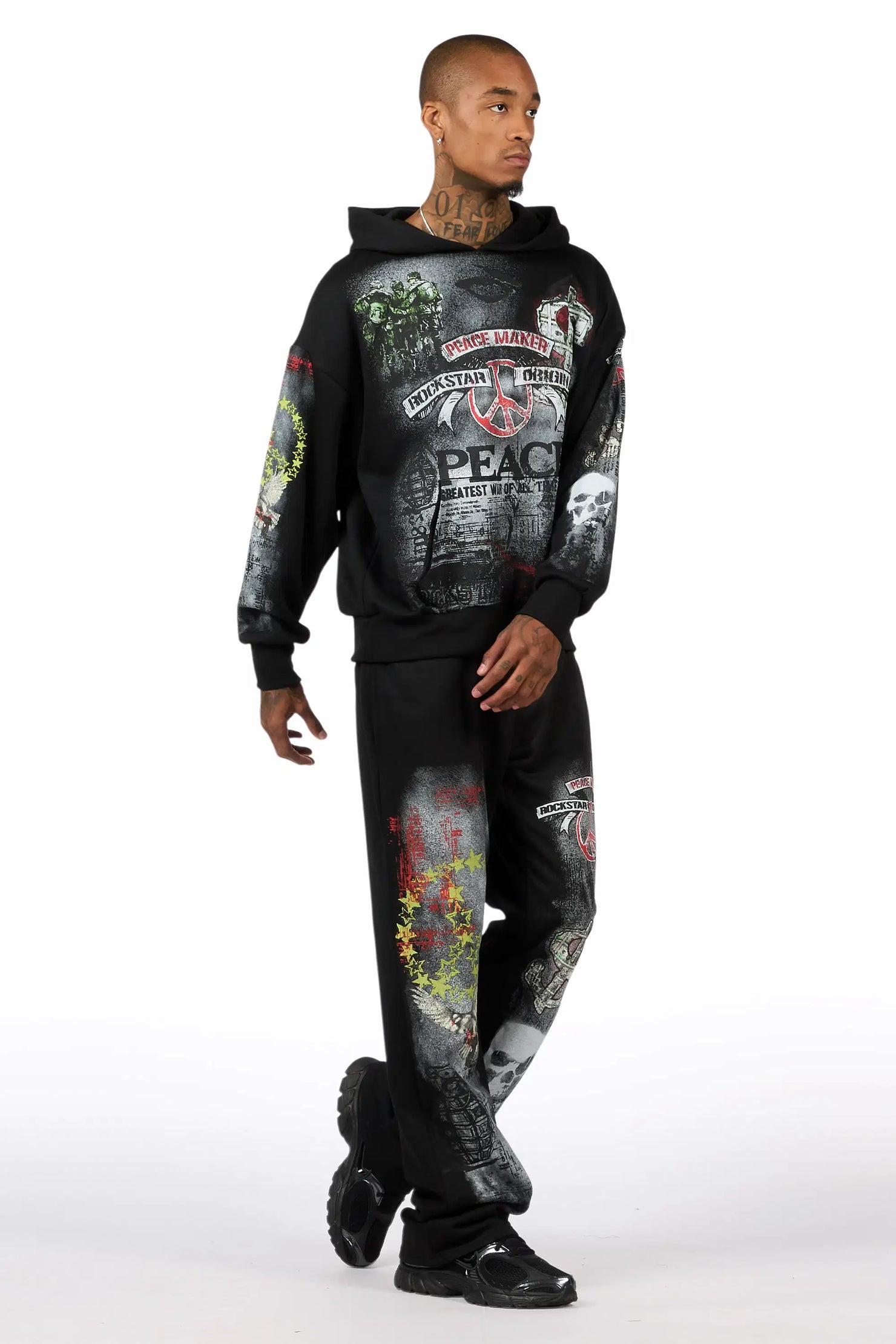 Seiko Black Hoodie Stacked Track Set