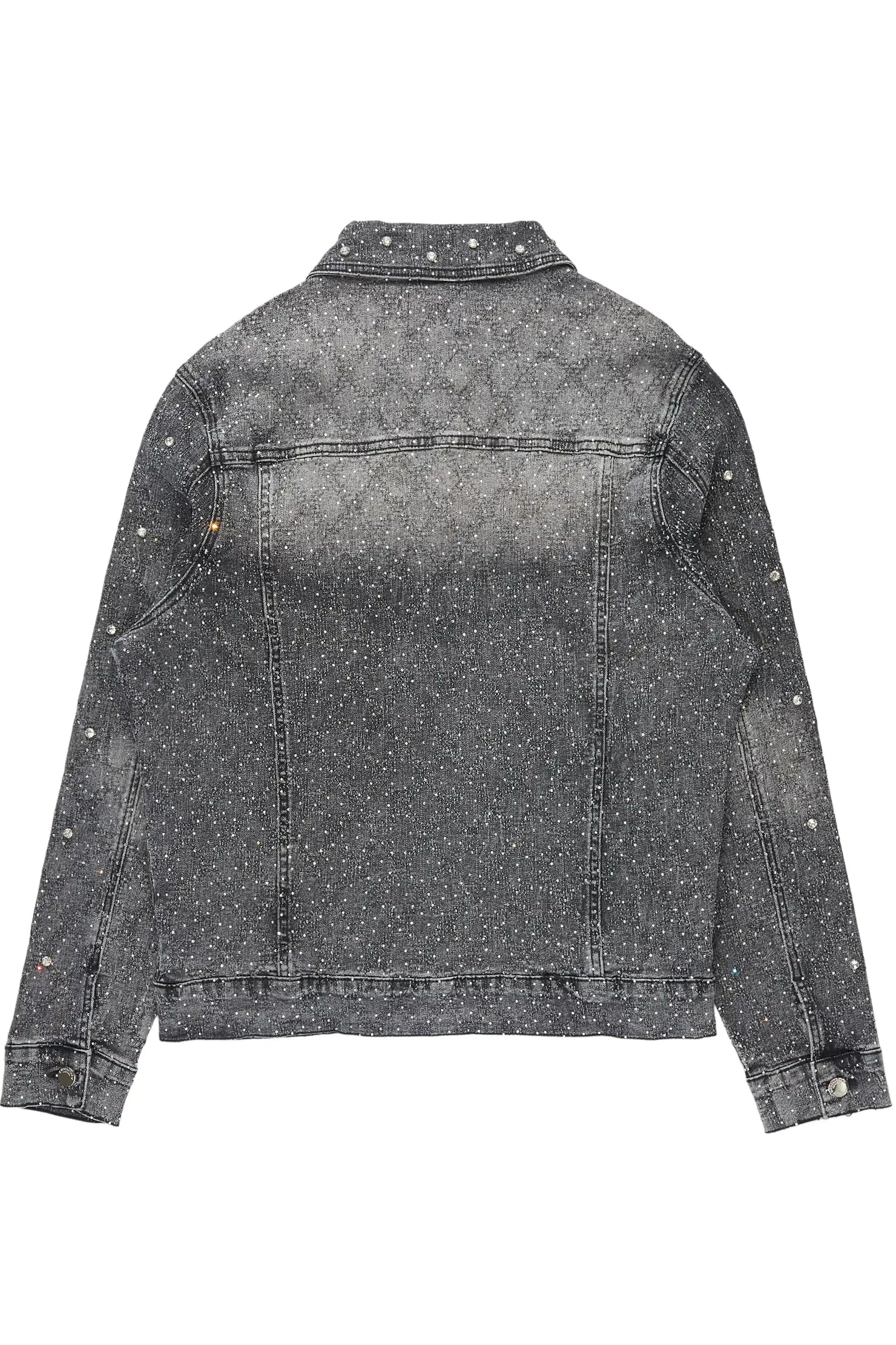 Glit Dark Grey Rhinestone Denim Jacket