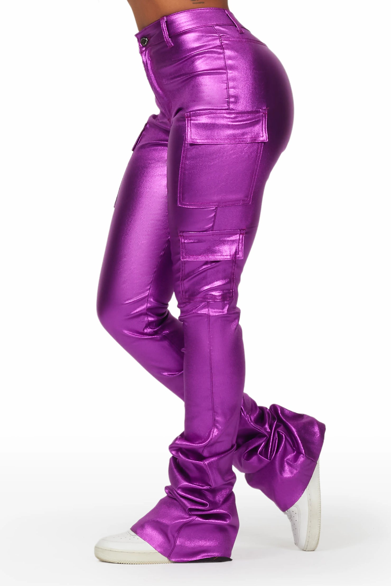 Vixen Metallic Purple Cargo Super Stacked Pant