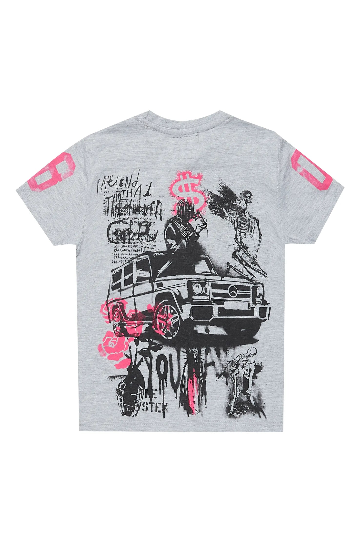 Girls Kammy Grey/Pink Graphic T-Shirt