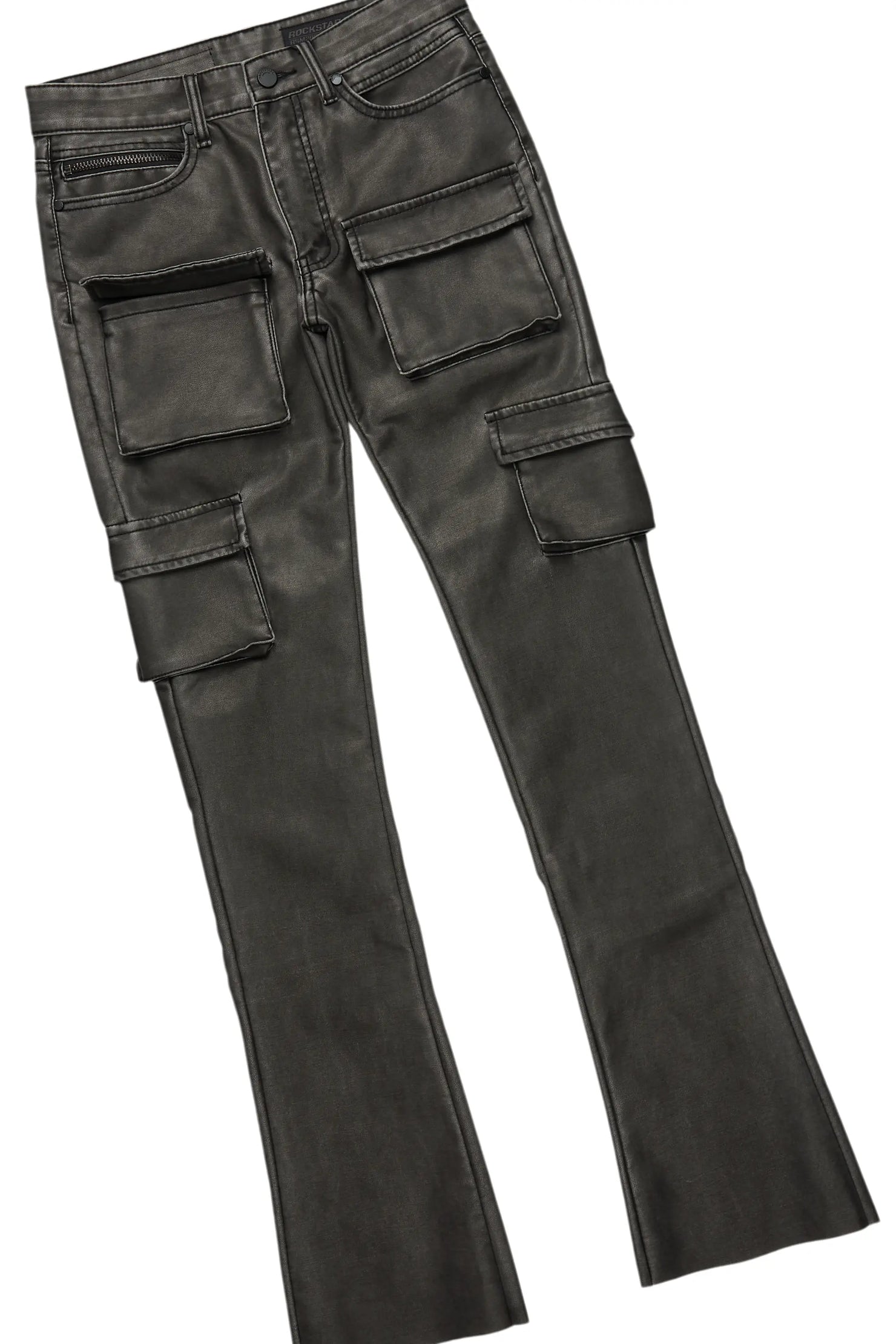 Schtupp Black Double Layer T-Shirt & Khaza Stacked Flare PU Jean Bundle