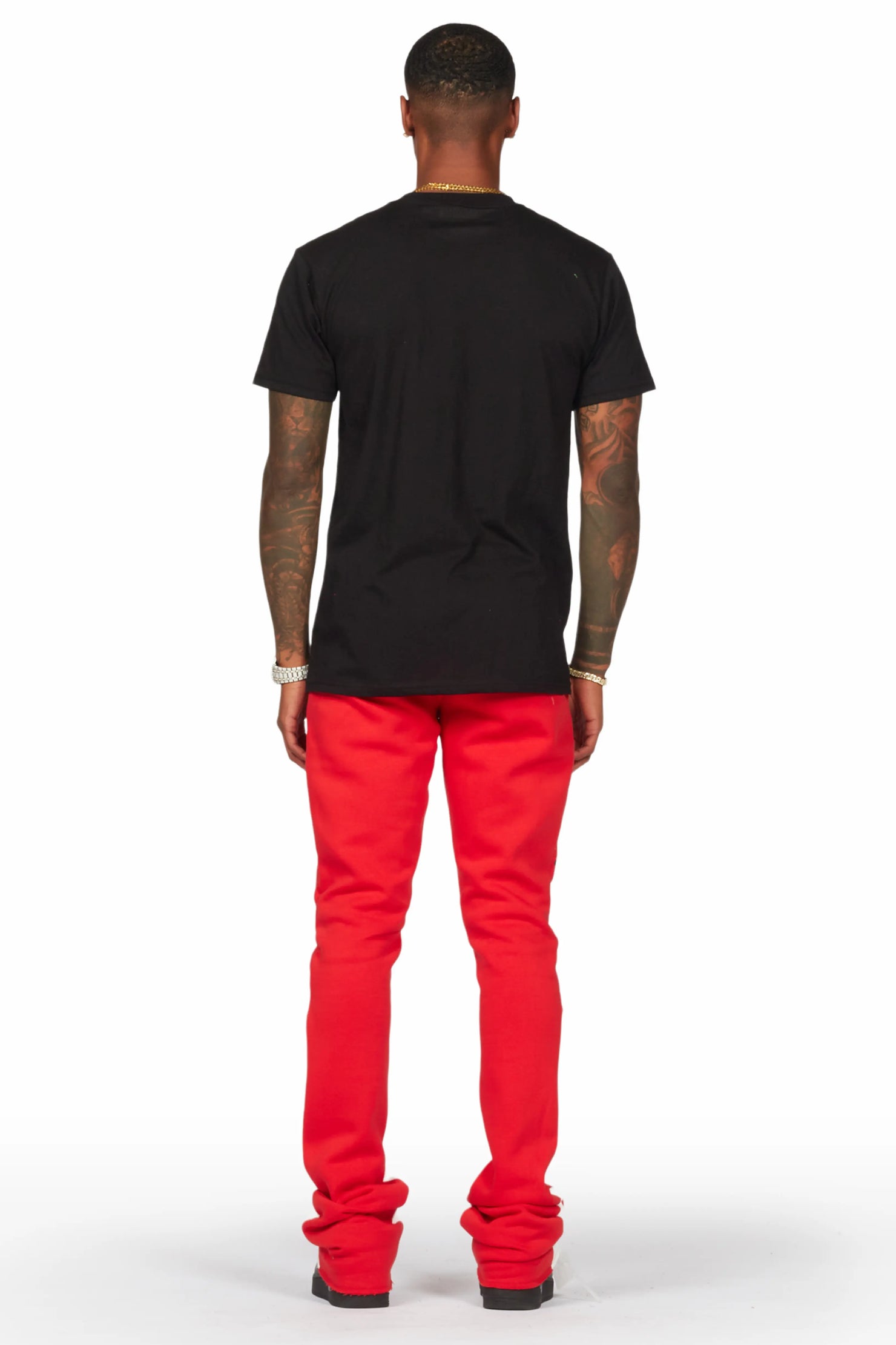 Raffer Black/Red T-Shirt/Stacked Flare Pant Set